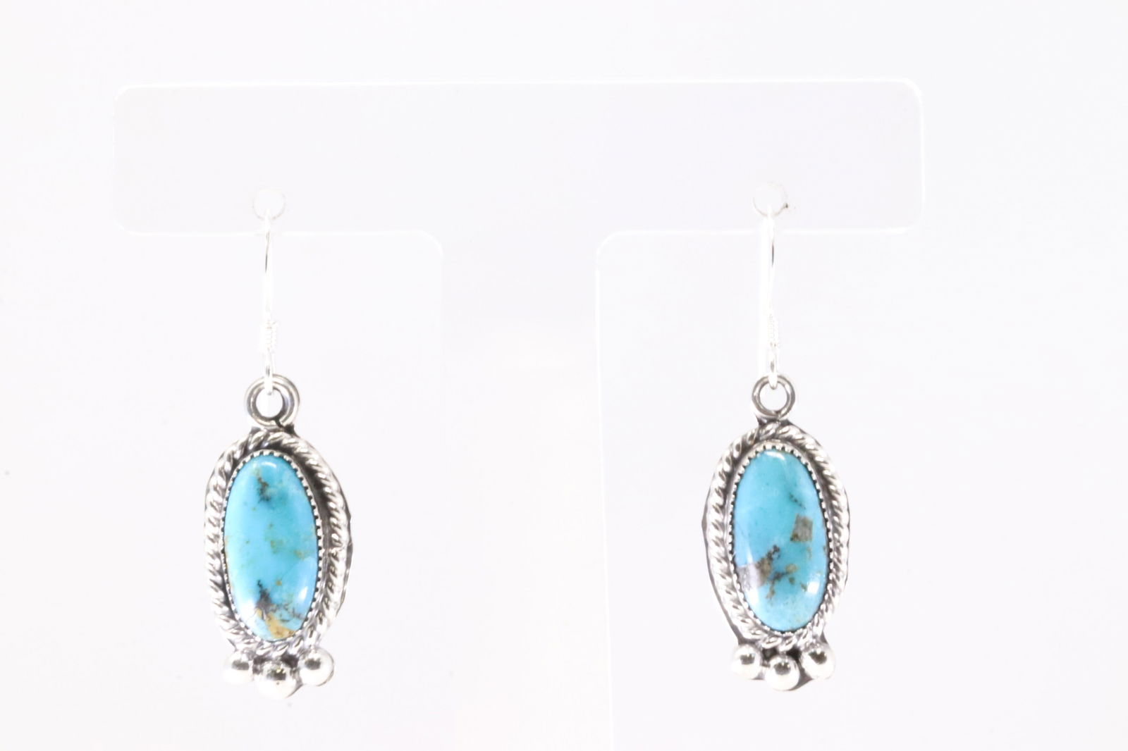Native America Navajo Sterling Silver Turquoise Dangling Earring's By Charlene Yazzie. (1 of 3)