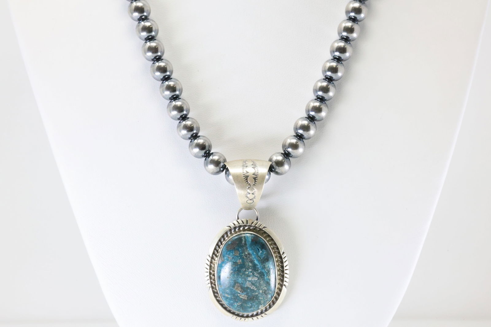 Native America Navajo Sterling Silver Turquoise Pendant By Alfred Martinez With Machine Made (1 of 4)