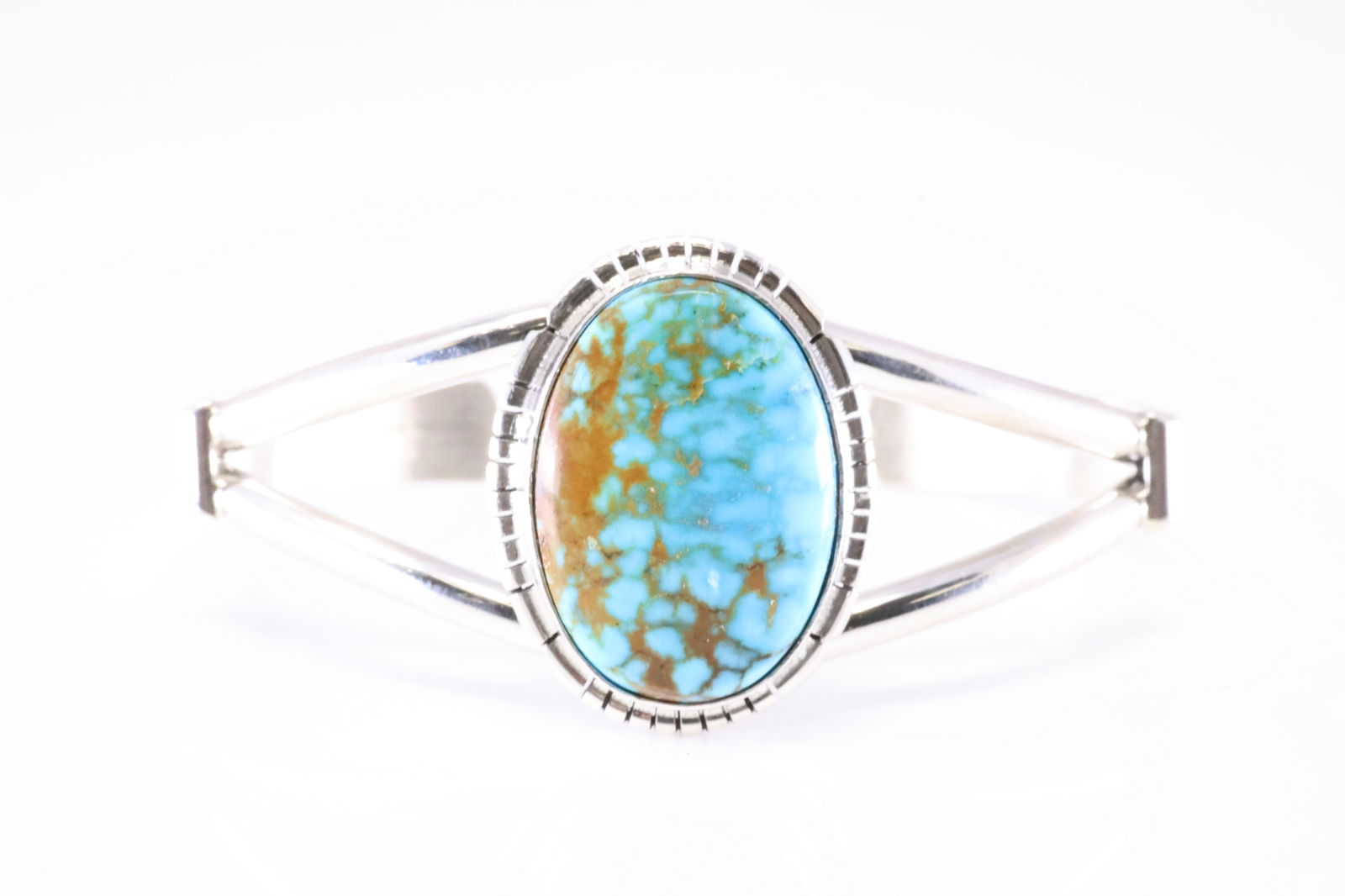 Native America Navajo Sterling Silver Kingman Turquoise Bracelet Cuff By S.E. (1 of 4)