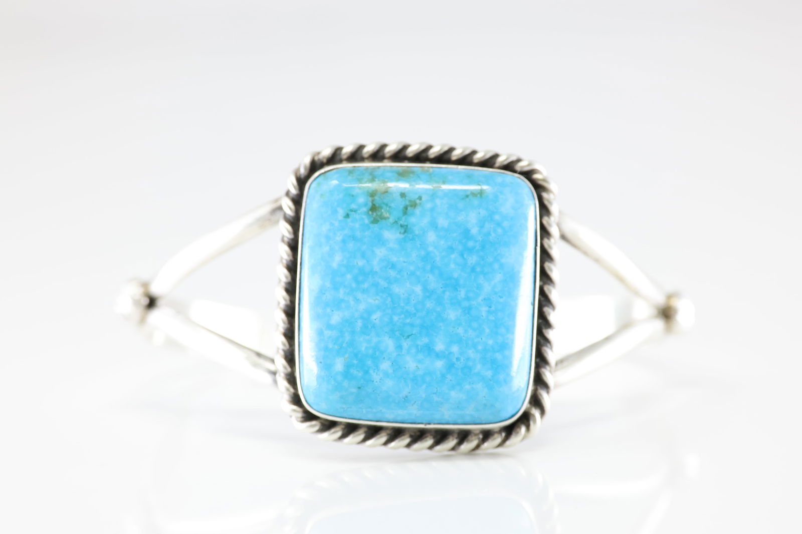 Native America Navajo Sterling Silver Kingman Turquoise Bracelet Cuff By Augustine Largo. (1 of 4)