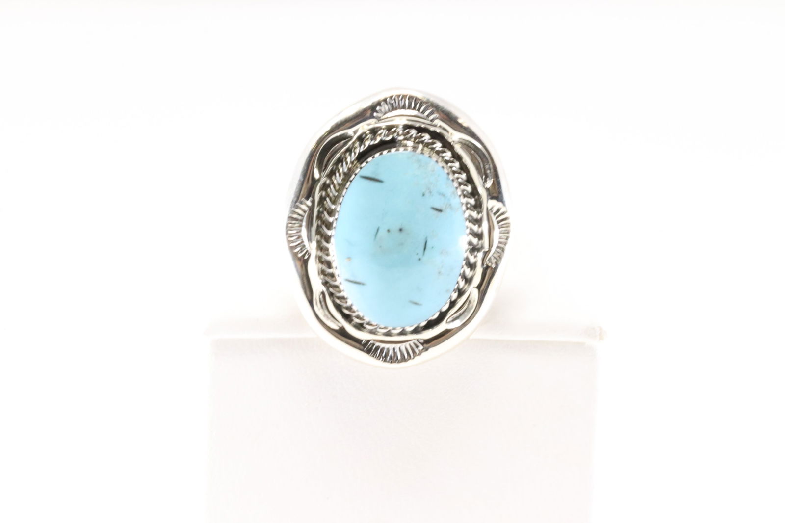 Native America Navajo Sterling Silver Turquoise Ring By Sheena Jack. From R.B Company. (1 of 4)
