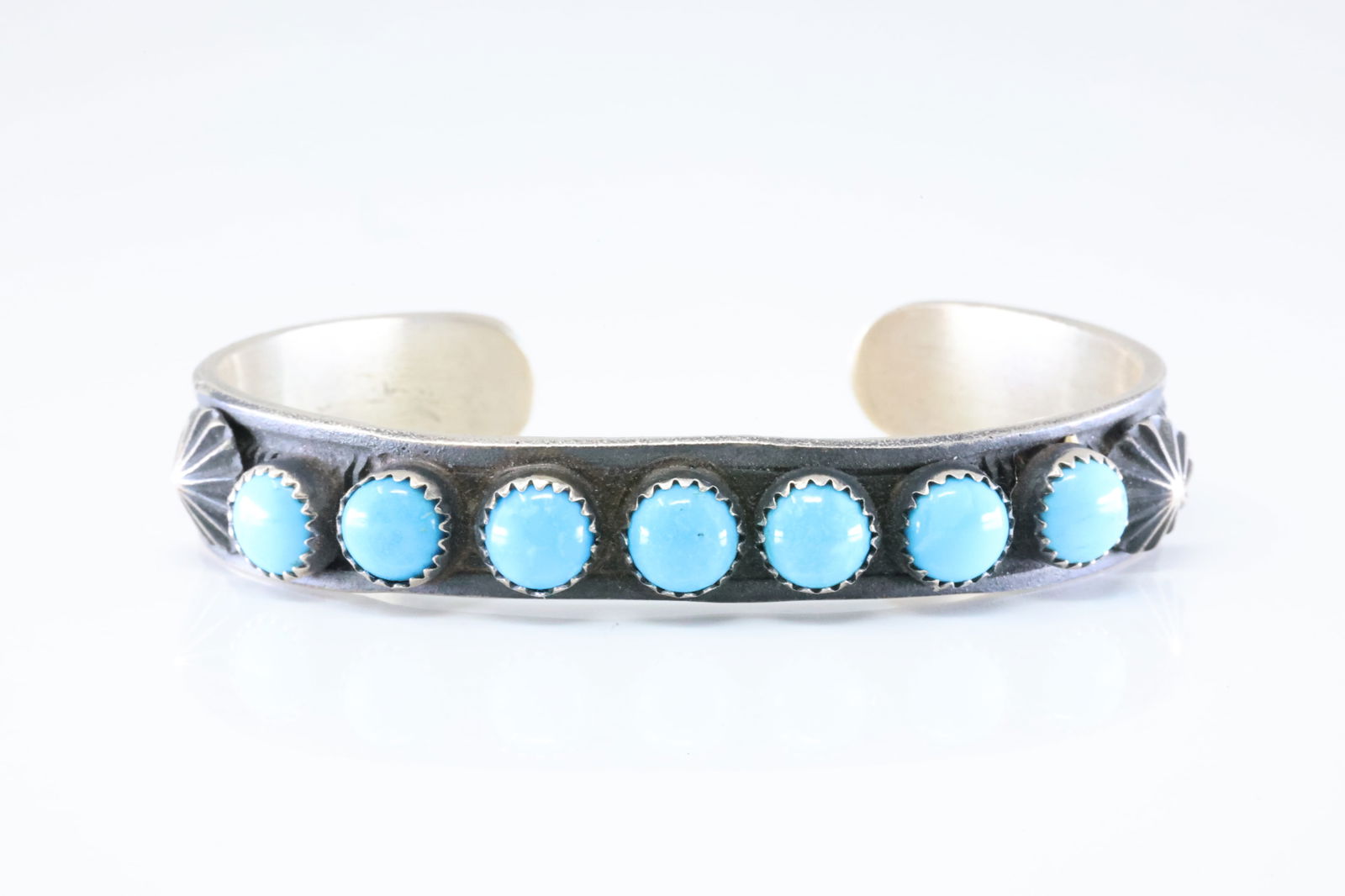 Native America Navajo Sterling Silver Kingman Turquoise Bracelet Cuff By YO Billah. From C Company. (1 of 4)