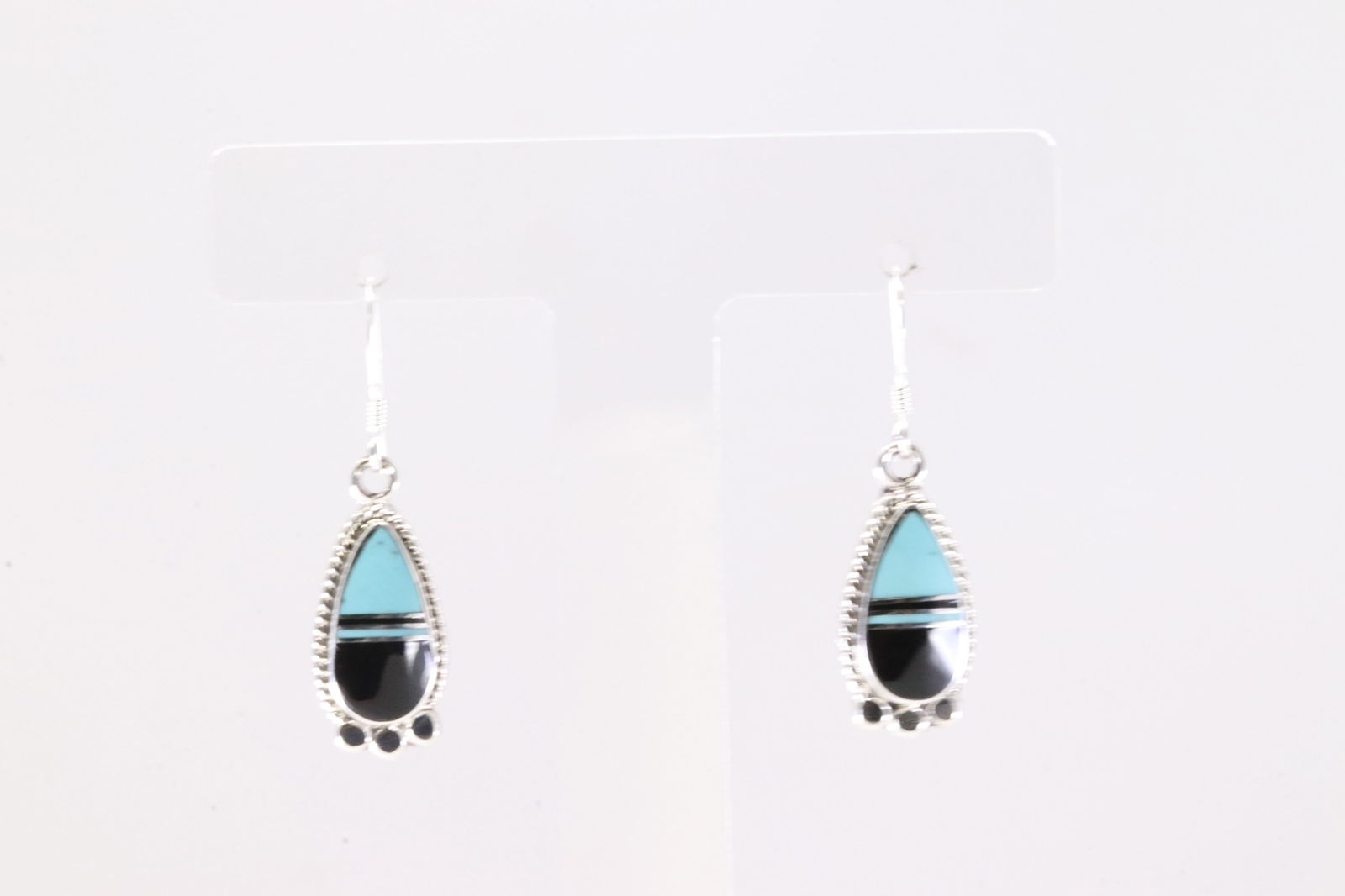 America Sterling Silver Multicolor Stone Inlay Dangling Earring's. (1 of 3)