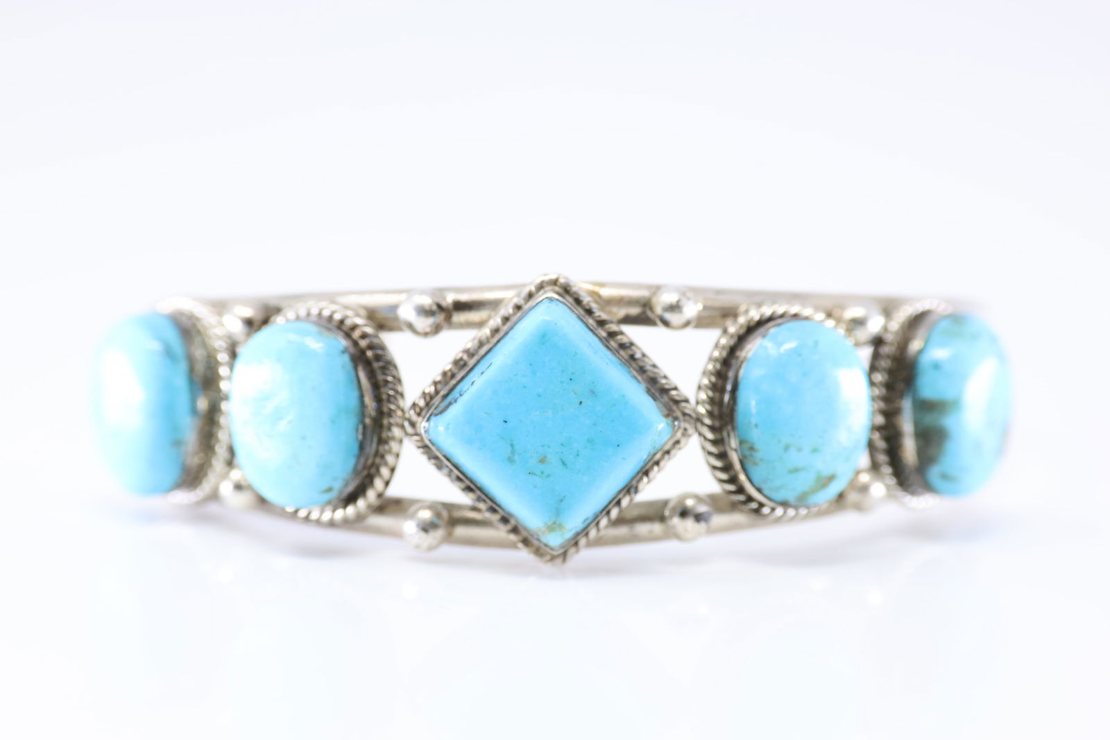 Native America Navajo Sterling Silver Turquoise Bracelet Cuff. From R.B Company. (1 of 4)