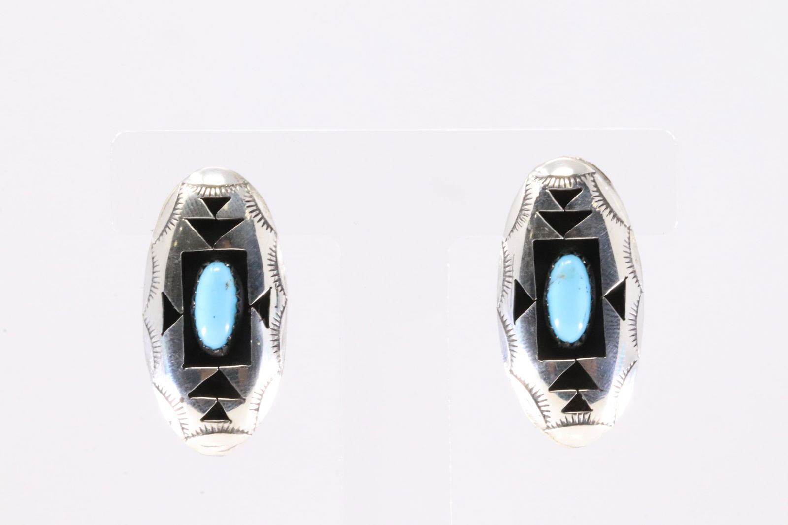 Native America Navajo Sterling Silver Turquoise Post Earring's By Felix Perry. From C Company.: This is a Native America Navajo Sterling Silver Turquoise Post Earring's By Felix Perry. From C Company. Stamp By C Company.