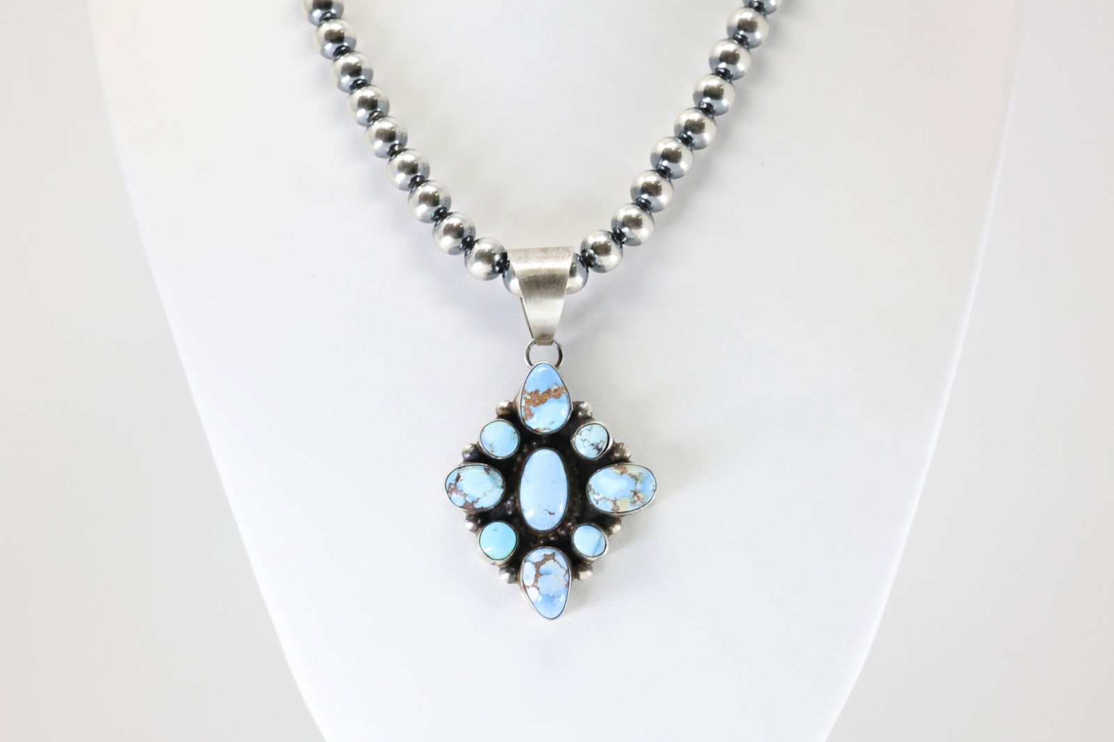 Native America Navajo Sterling Silver Golden Hill Pendant By Wilson Dawes With Machine Made (1 of 4)