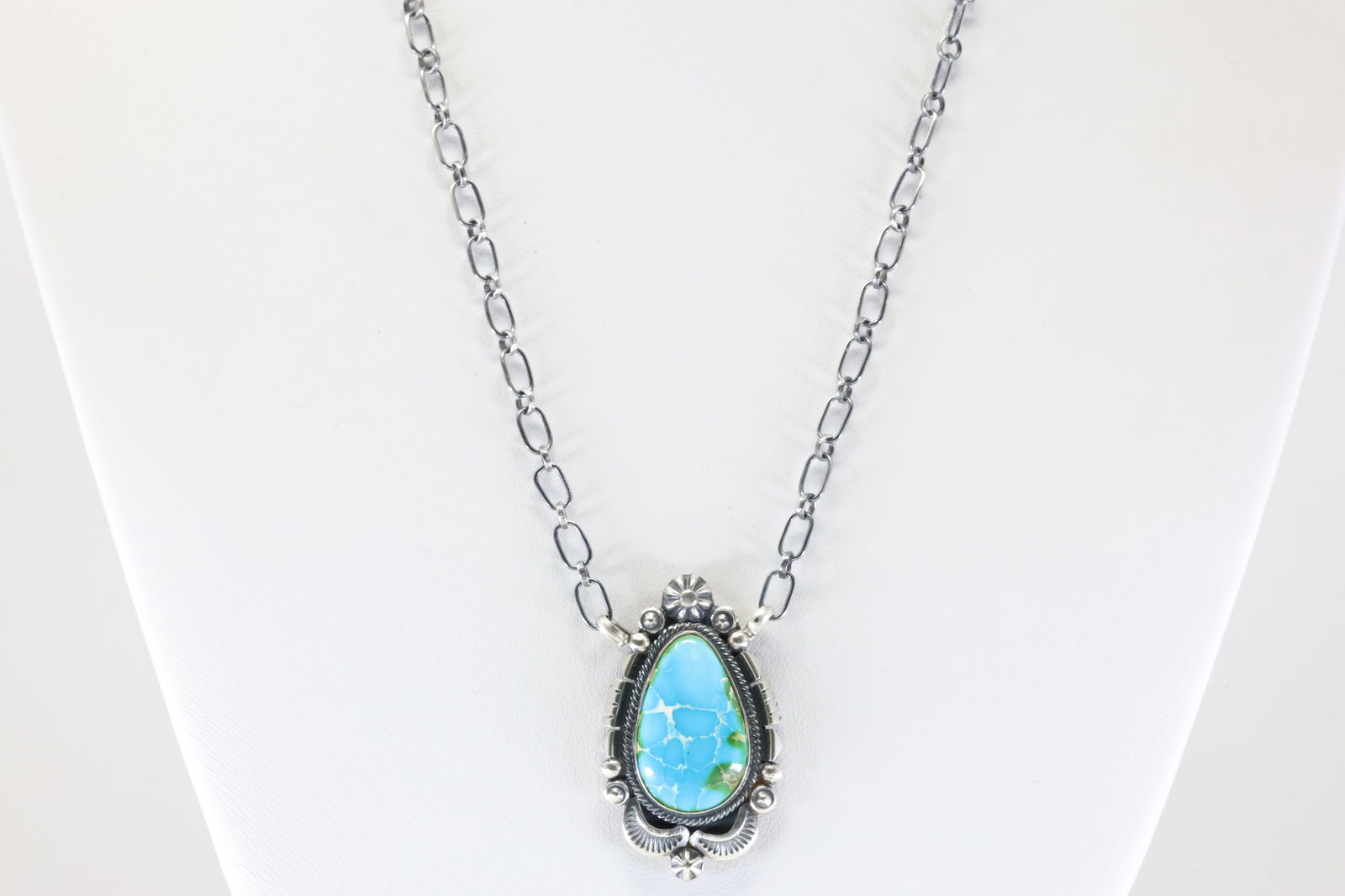 Native America Navajo Sterling Silver Sonora Gold Turquoise Necklace By Daniel Benally. (1 of 4)