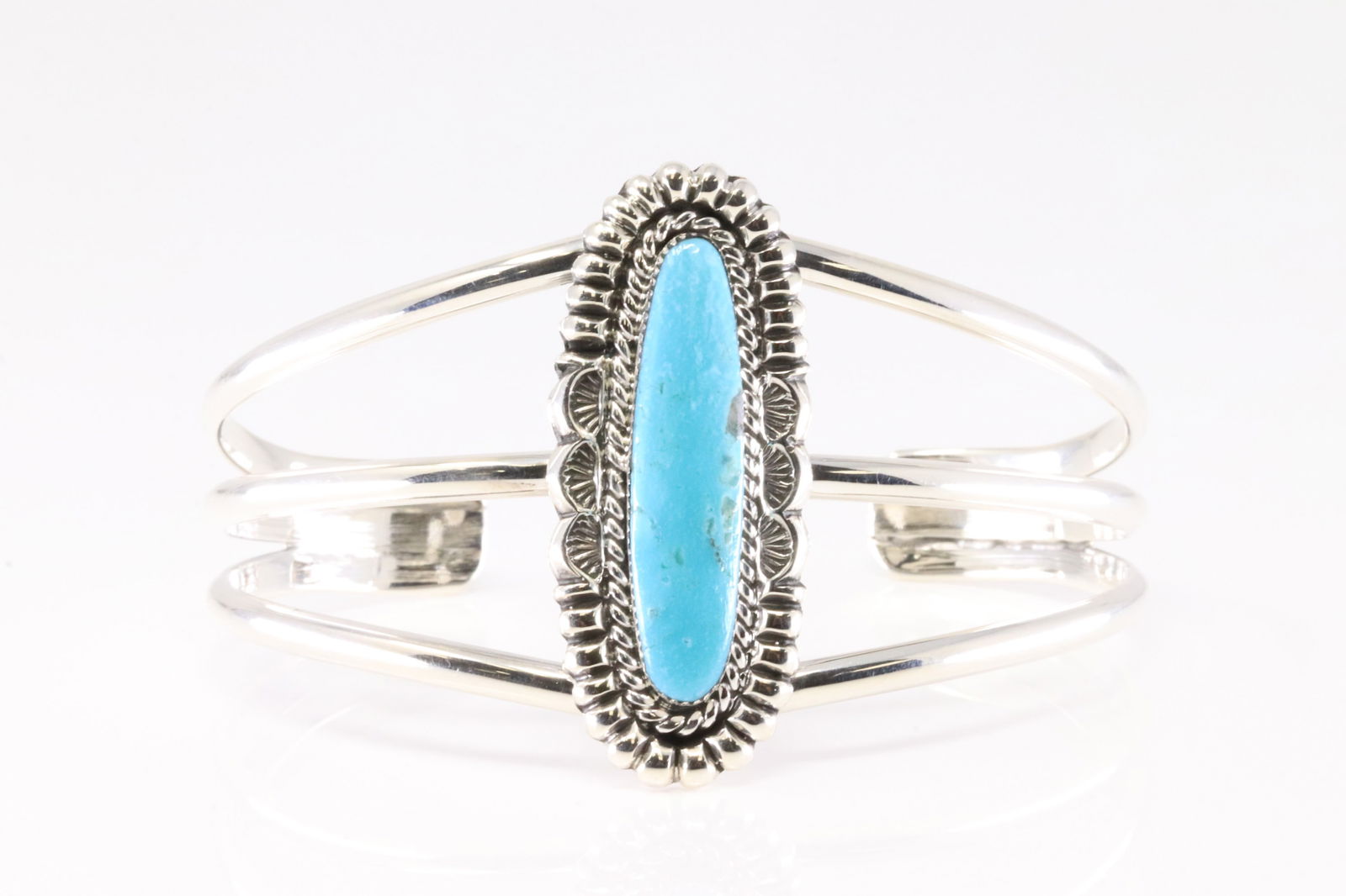 Native America Navajo Sterling Silver Turquoise Bracelet Cuff By Michael Yazzie.: This is a Native America Navajo Sterling Silver Turquoise Bracelet Cuff By Michael Yazzie. From R.B Company.