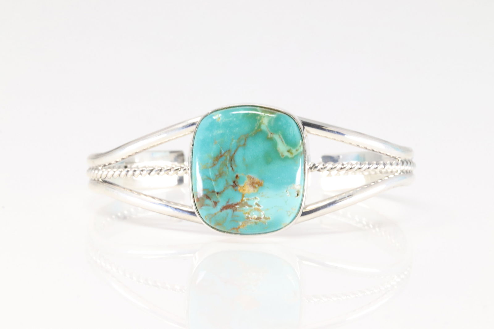 Native America Navajo Sterling Silver Turquoise Bracelet Cuff By A.C. (1 of 4)