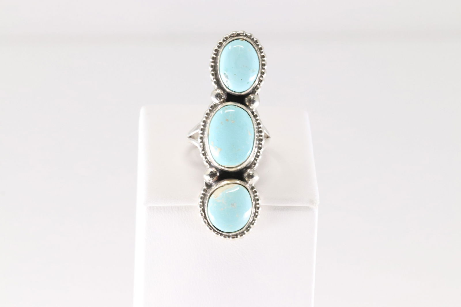 Native America Navajo Sterling Silver Turquoise Ring 3 Stone By S. (1 of 4)