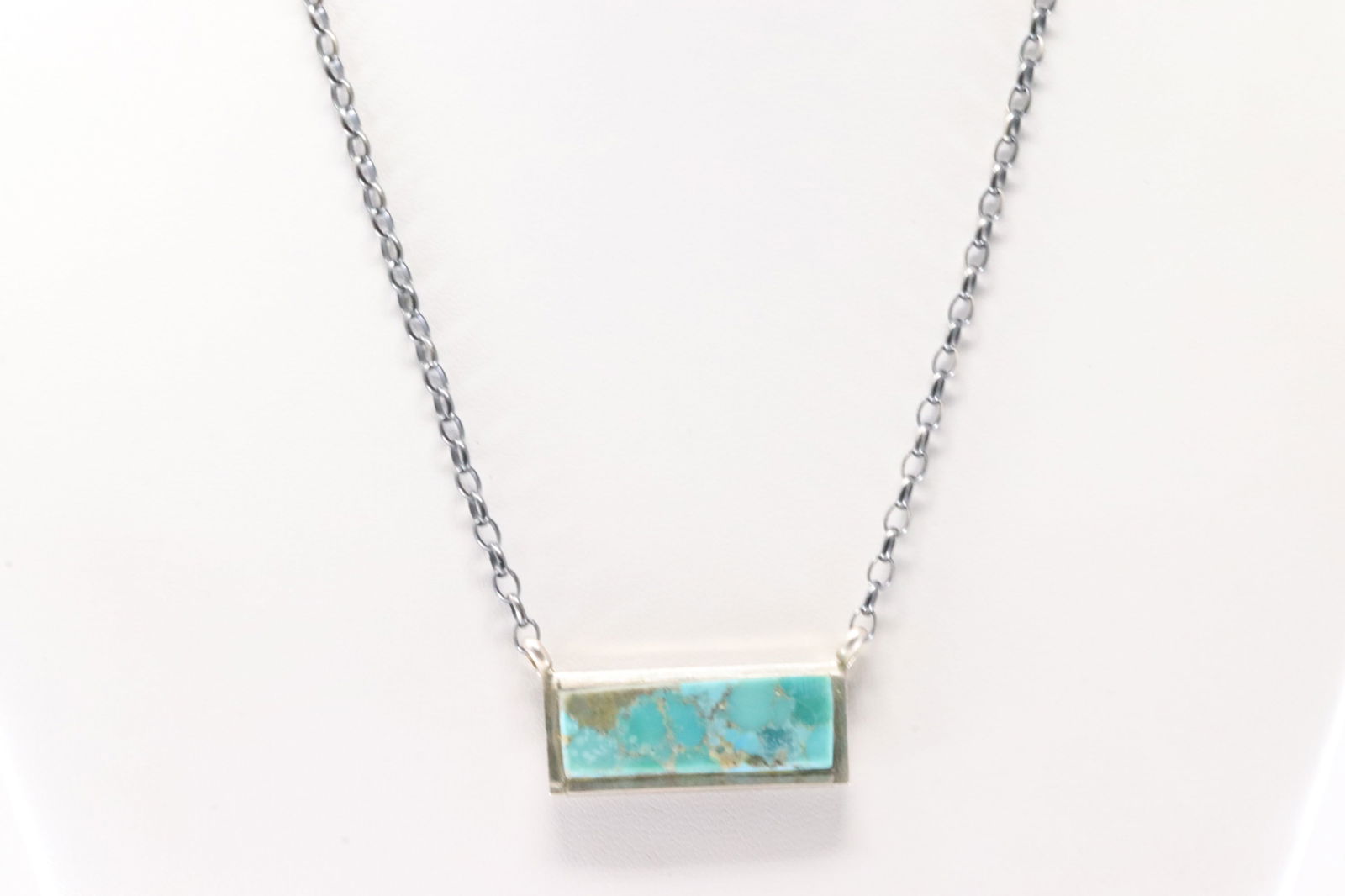 Native America Navajo Sterling Silver Kingman Turquoise Necklace By Steve Francisco. (1 of 4)