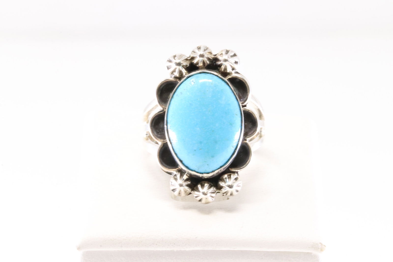 Native America Navajo Sterling Silver Turquoise Ring By Arlene Lewis. (1 of 4)
