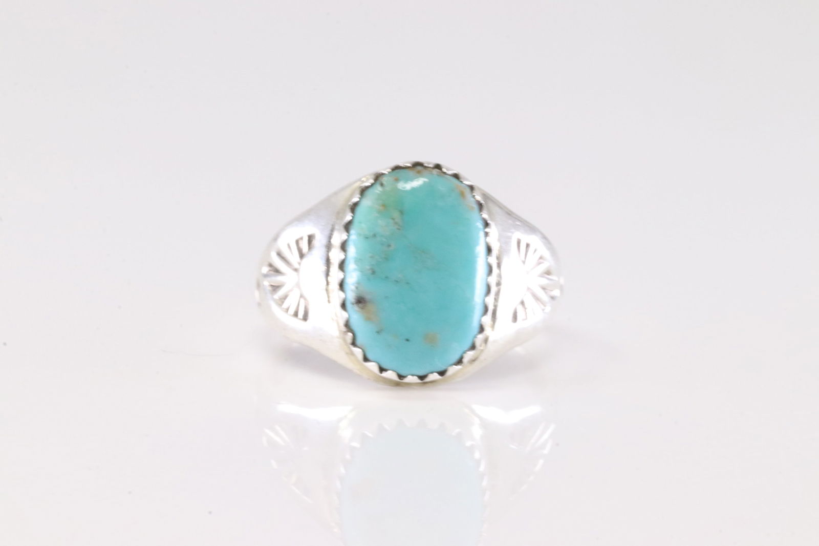 Native America Navajo Sterling Silver Turquoise Ring By M.L. (1 of 3)