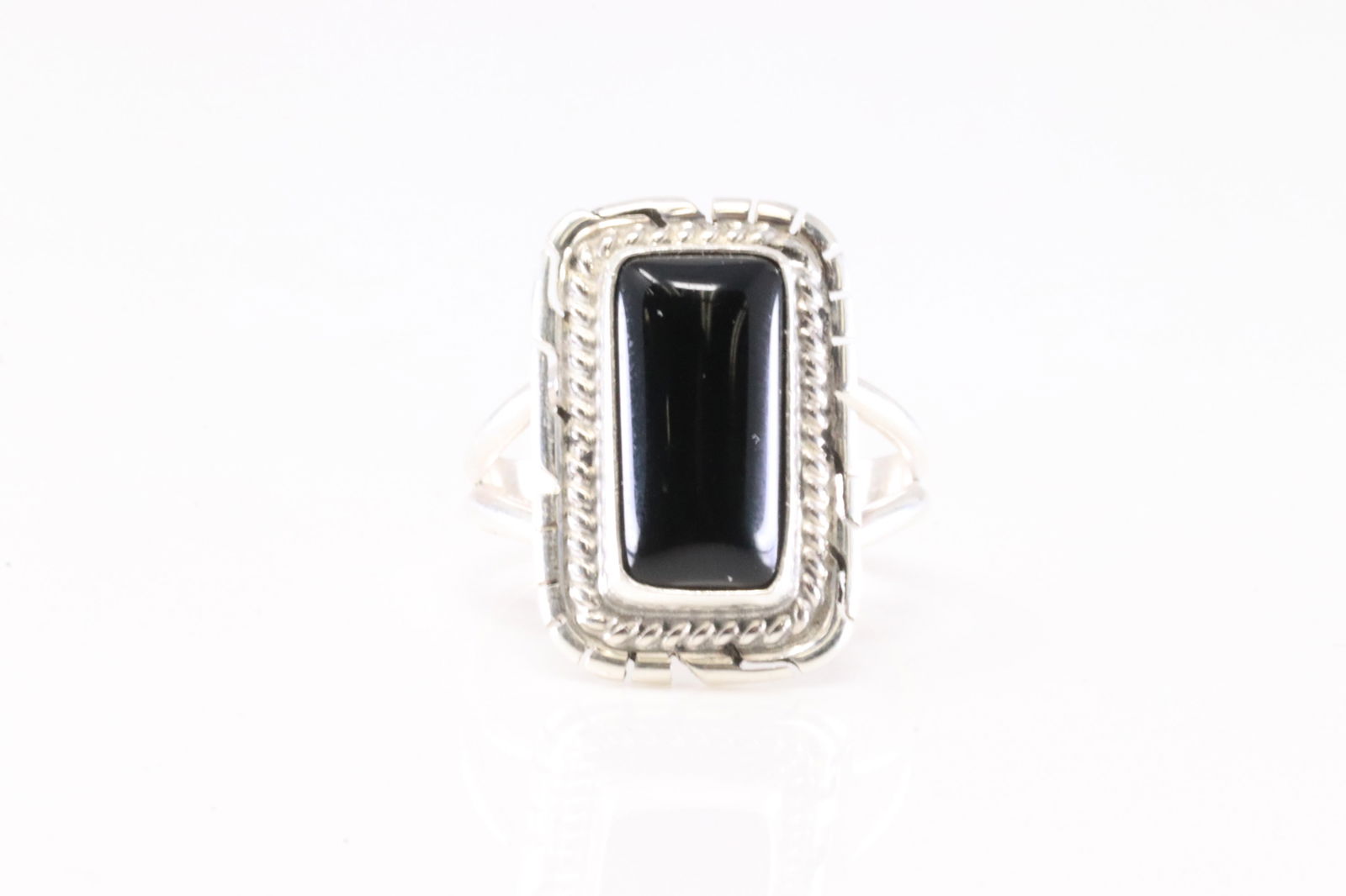 Native America Navajo Sterling Silver Black Onyx Ring By Peggy Skeets. (1 of 4)