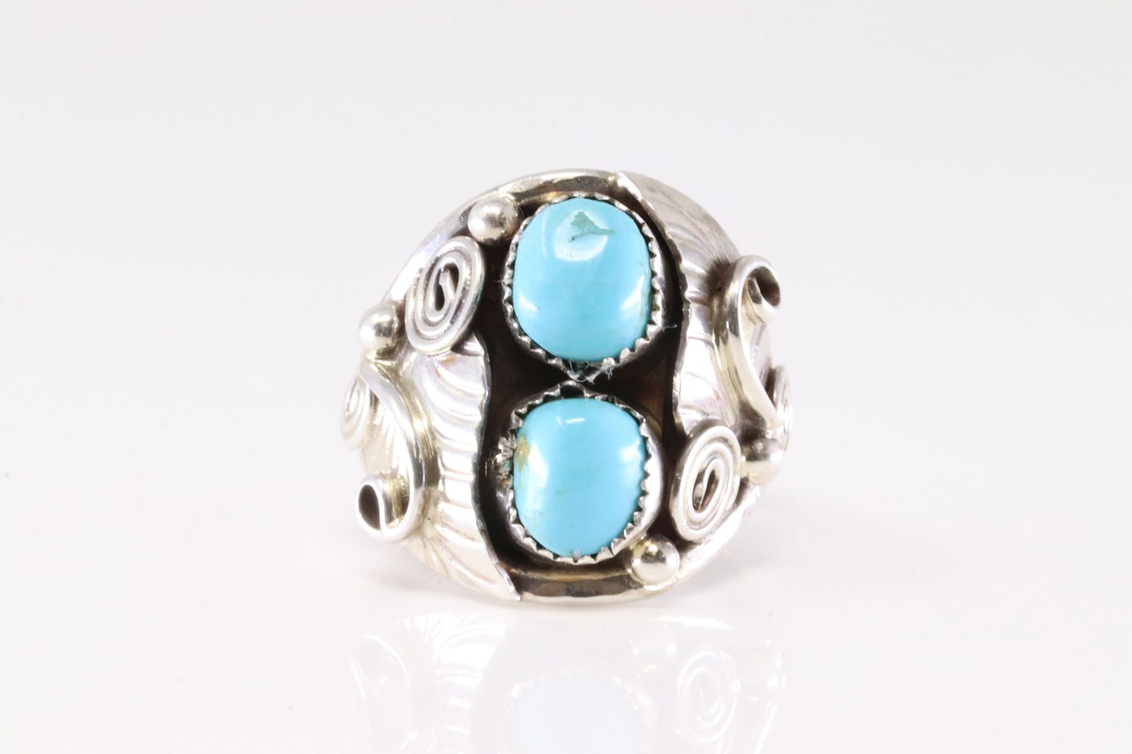 Native American Navajo Sterling Silver Turquoise Ring By B. (1 of 4)