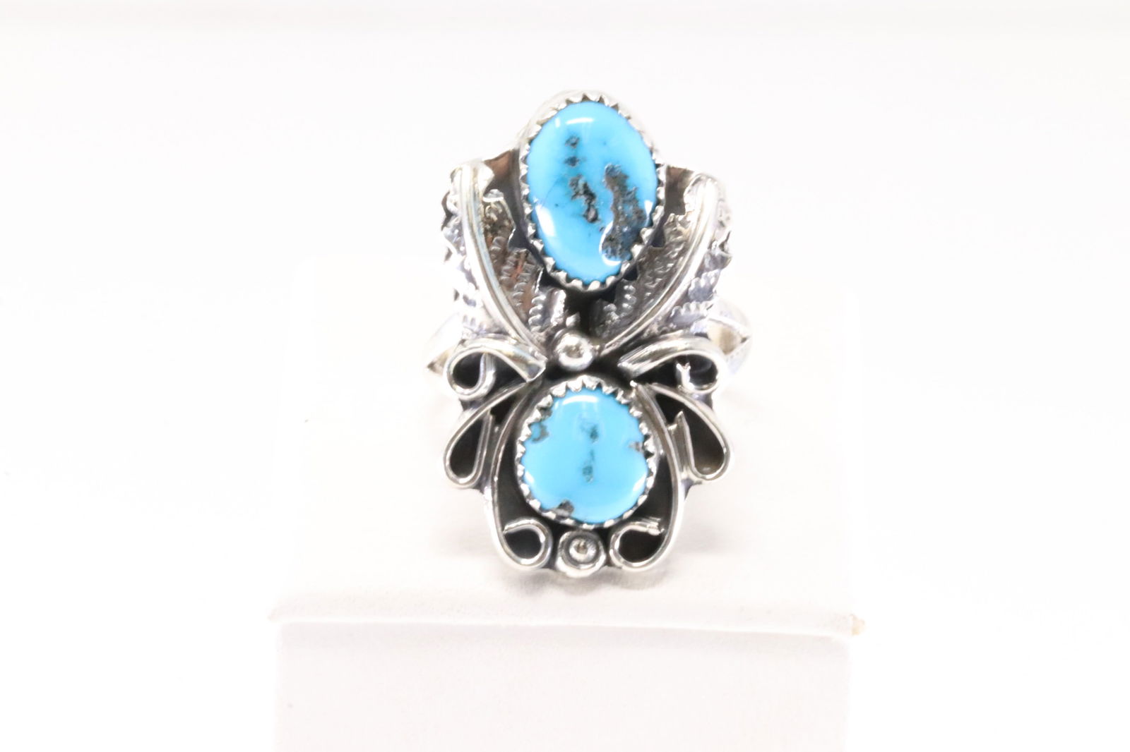 Native American Navajo Sterling Silver Turquoise Ring By Harry B.Yazzie. (1 of 4)