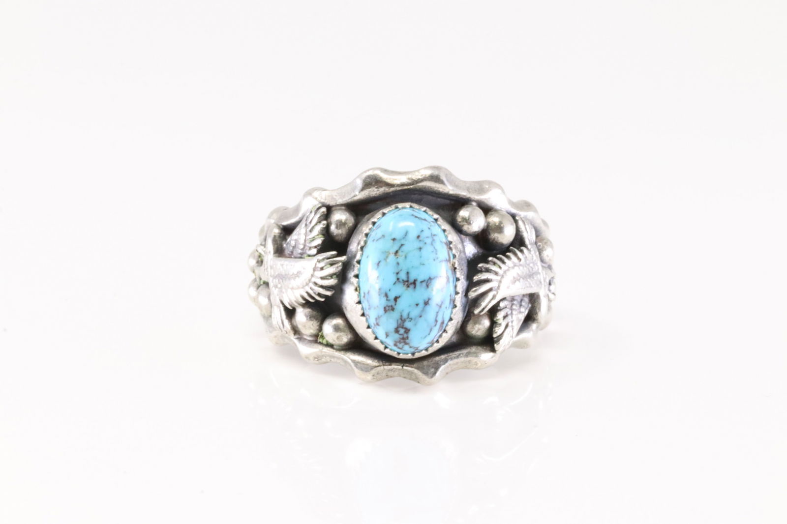 Native America Navajo Sterling Silver Turquoise Eagle Ring By Genevieve Francisco. (1 of 4)