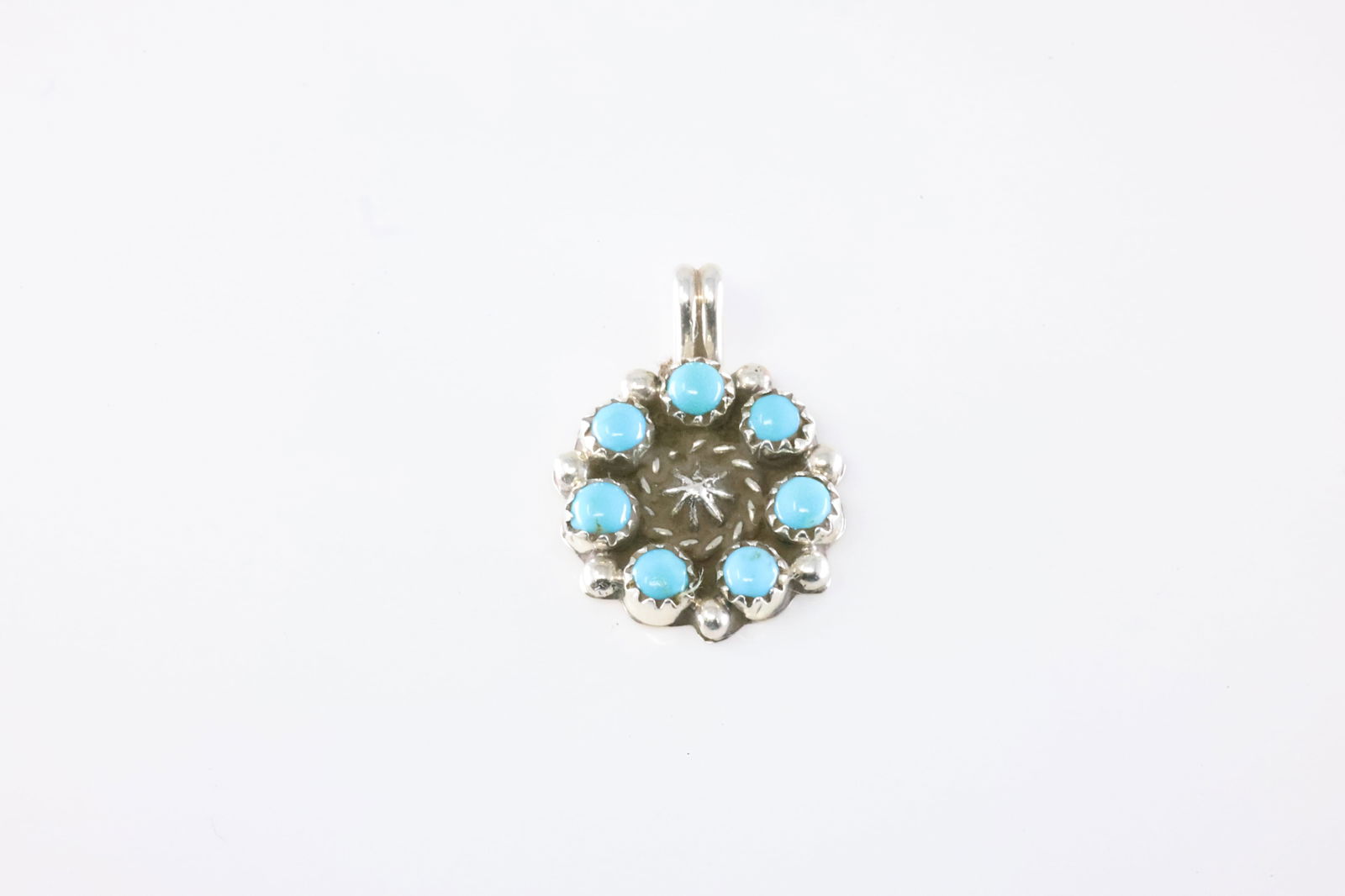 Native America Navajo Sterling Silver Kingman Turquoise Pendant By Fairren Begay. (1 of 2)