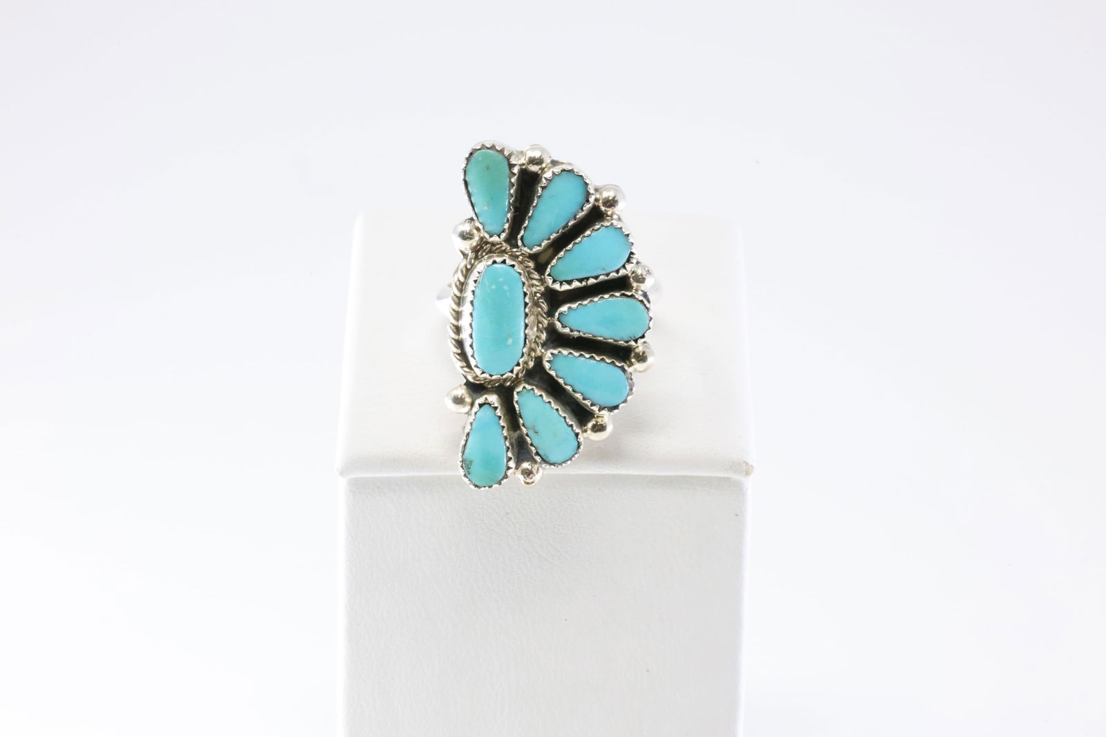 Native America Zuni Sterling Silver Turquoise Ring By AJW. (1 of 4)