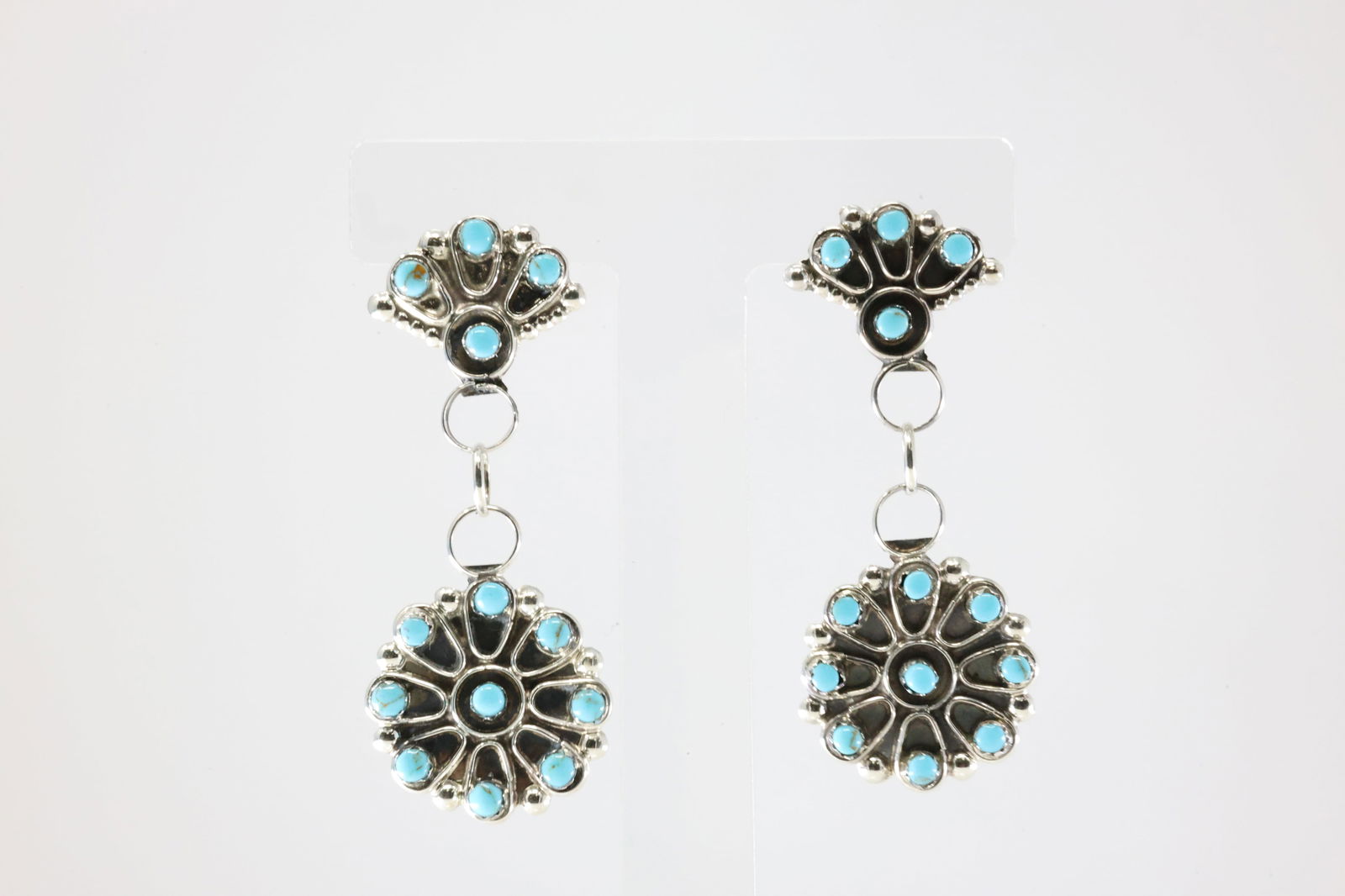 America Sterling Silver Turquoise Post Dangling Earring's. (1 of 4)