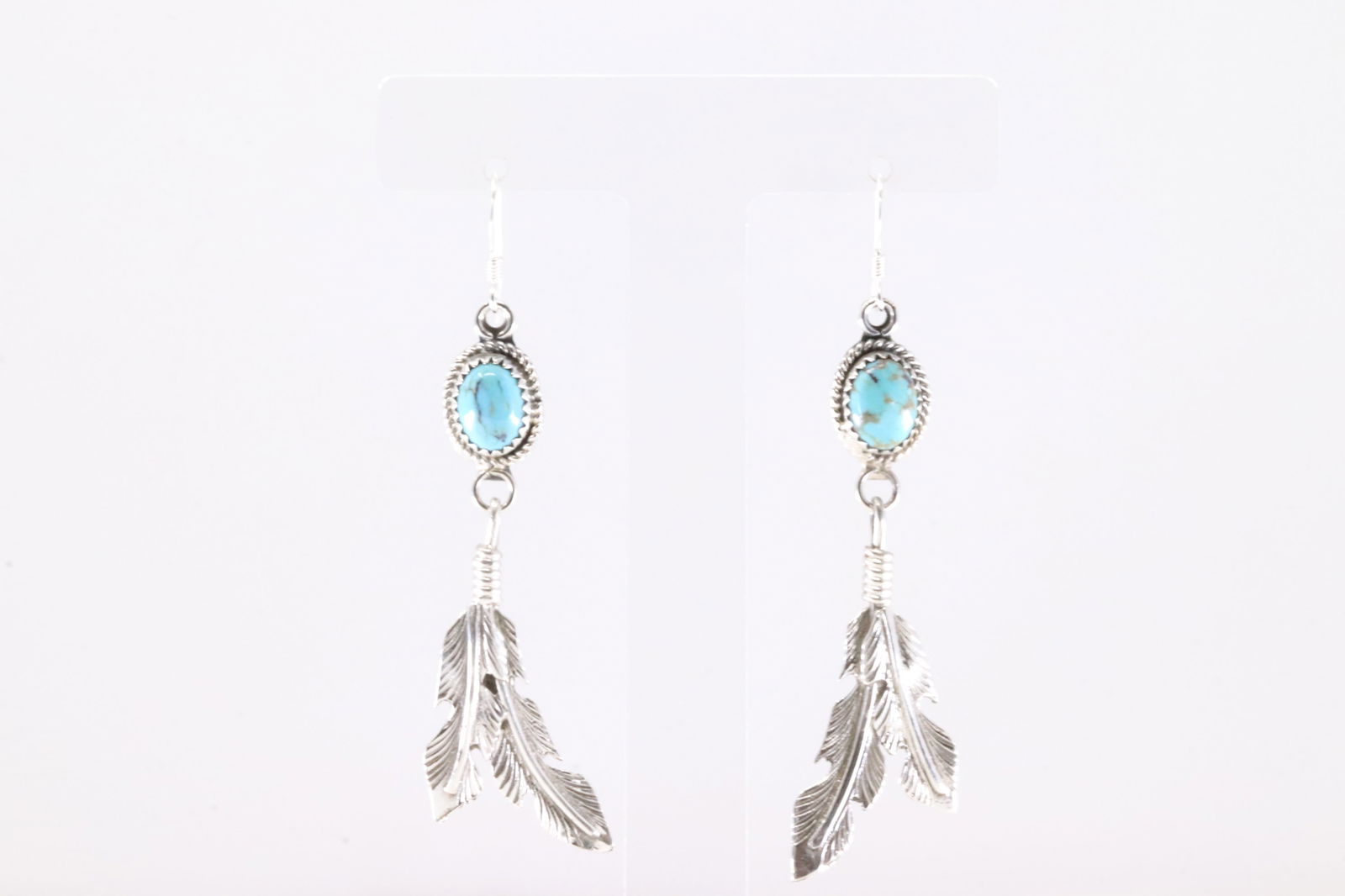 America Sterling Silver Turquoise Feather Dangling Earring's.: This is a America Sterling Silver Turquoise Feather Dangling Earring's.