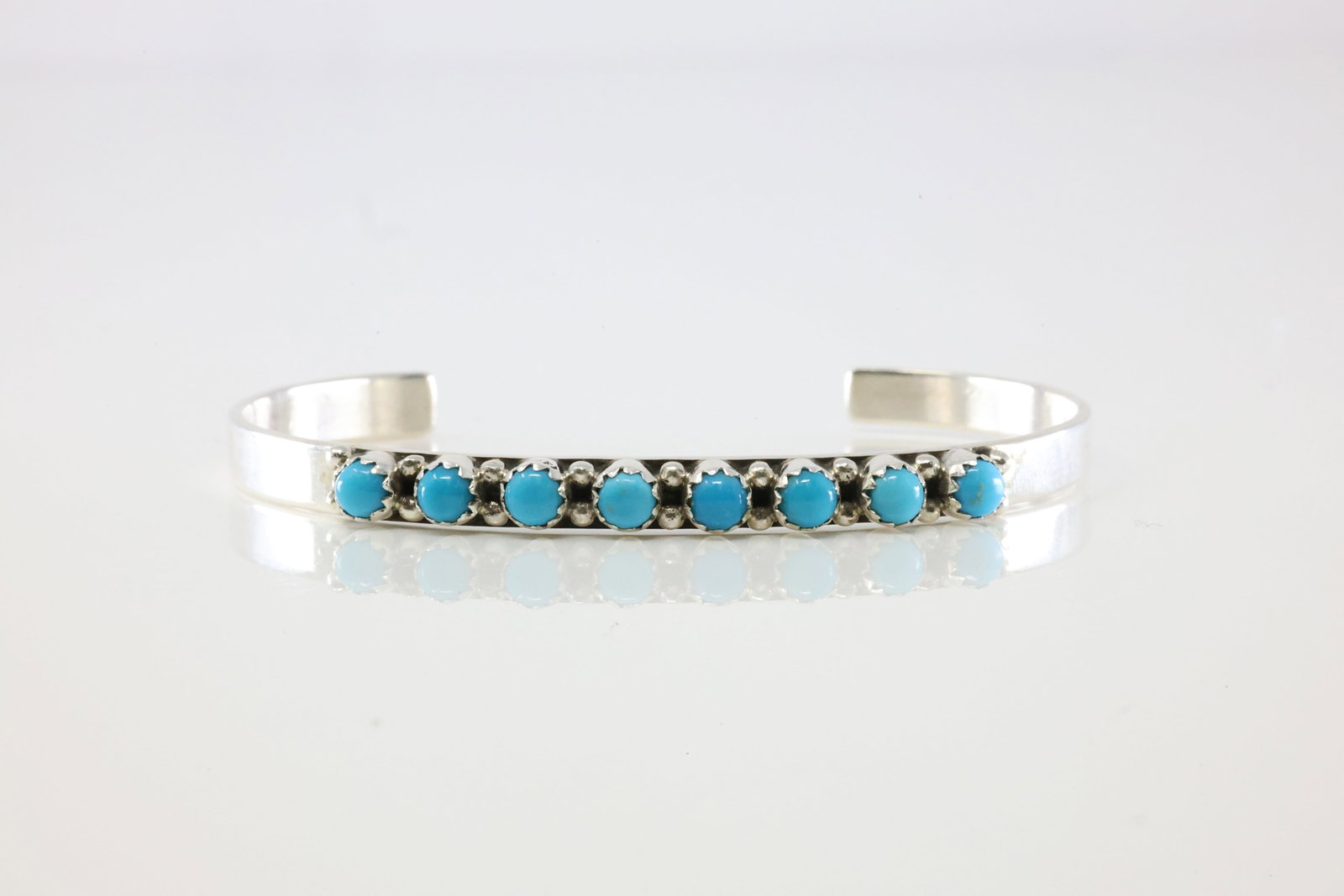 Native America Navajo Sterling Silver Turquoise Bracelet Cuff By GP. (1 of 4)