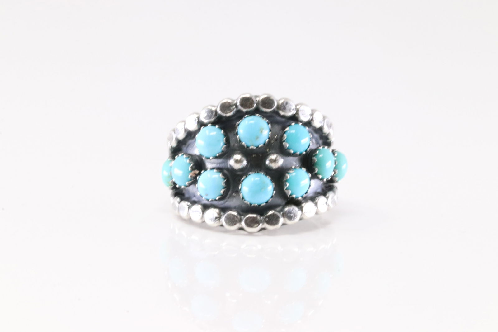 Native America Navajo Sterling Silver Turquoise Ring By Kenny Lonjose. (1 of 4)