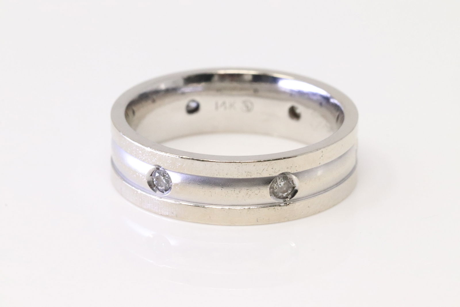 Eternity Diamond Ring 14Kt.: 14Kt White Gold Eternity Diamond Ring. Ring has 6 Diamonds. Diamonds weight approx: 0.30ctw. Ring size: 7.50. Total weight: 7.20 Grams.