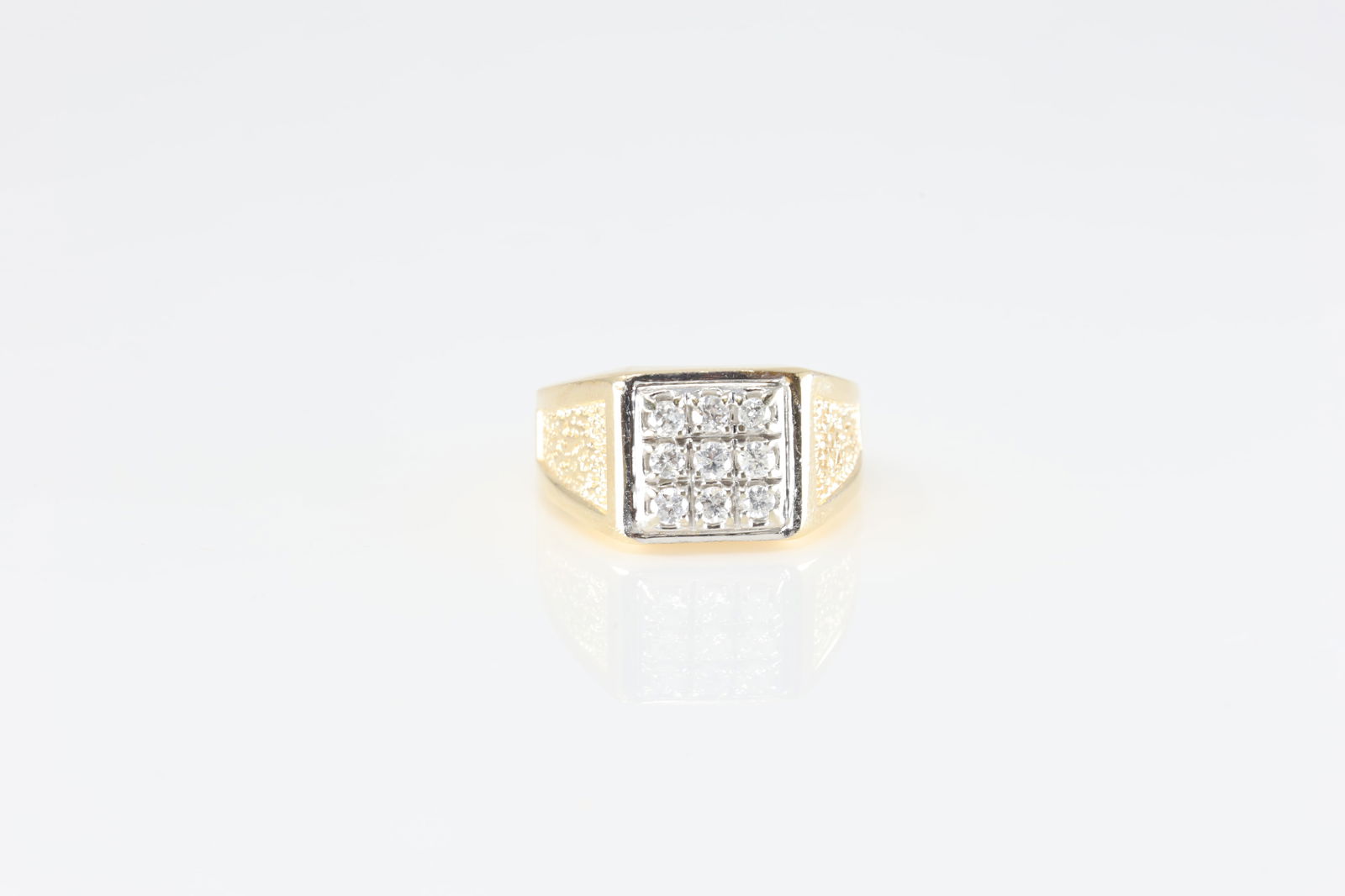 Diamond Ring 14Kt.: 14Kt Yellow Gold Diamond Ring. Ring has 3 Row with 9 Diamonds. Diamonds weight approx: 0.50 ctw Ring size: 9.25. Total weight: 9.20 Grams.