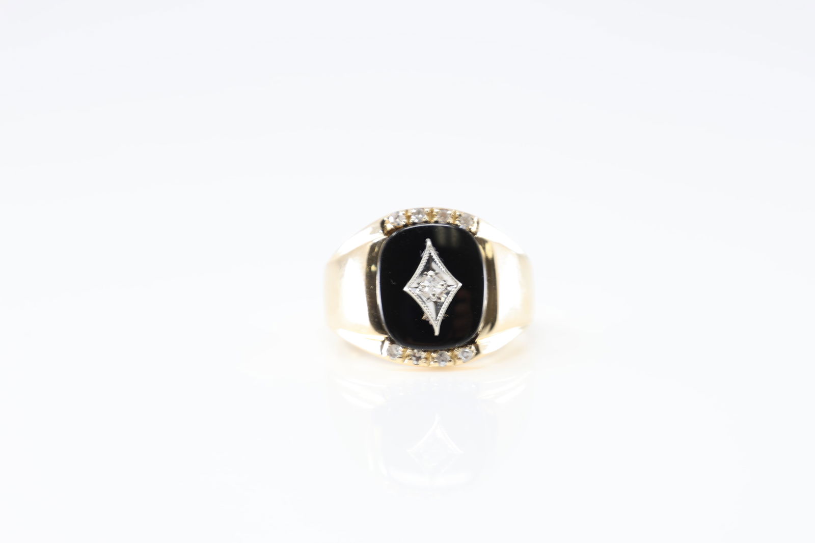 Black Onyx & Diamond Ring 14Kt. (1 of 4)