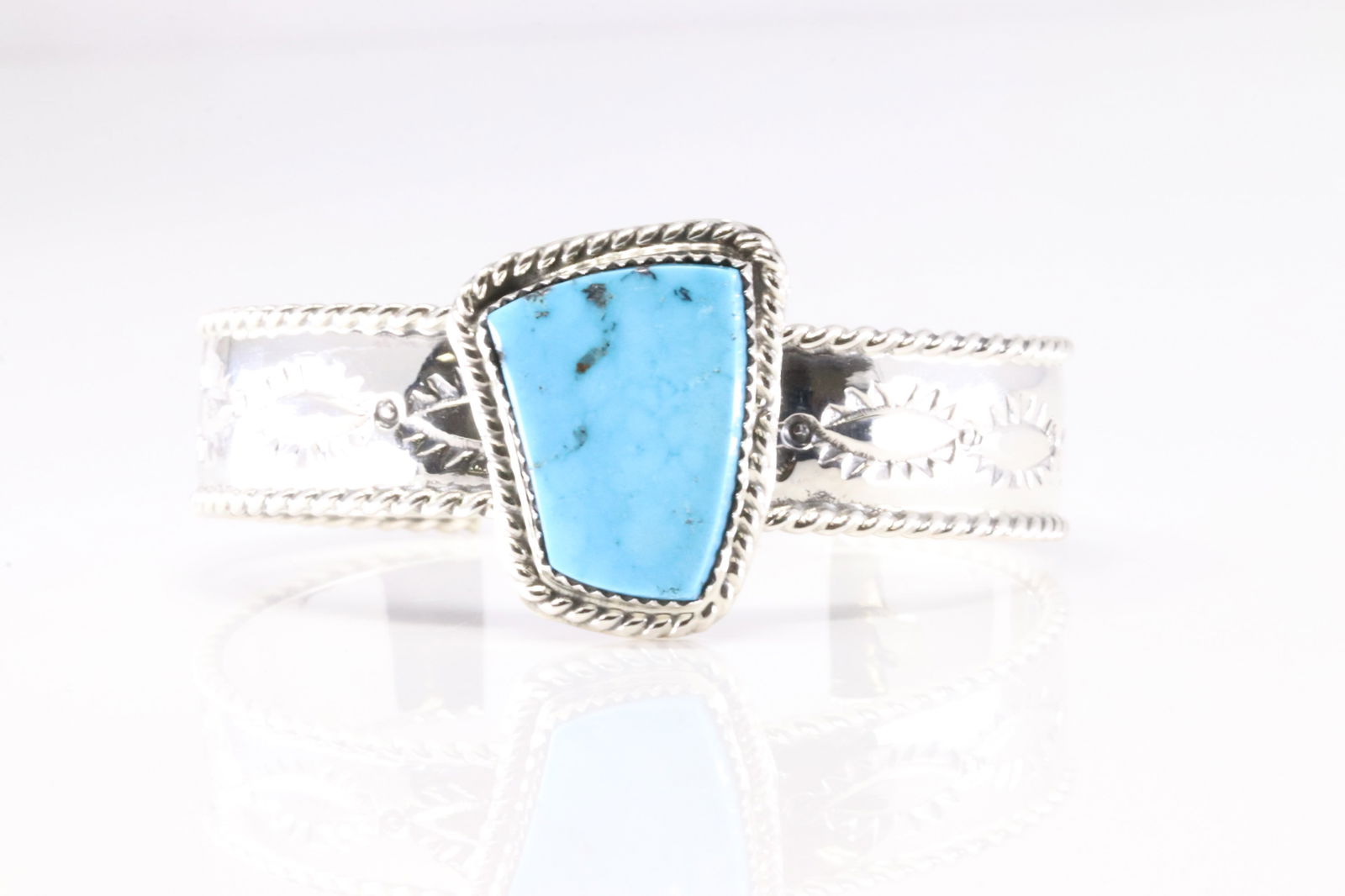 Native America Navajo Sterling Silver Turquoise Bracelet Cuff By Jason Bahe. (1 of 4)