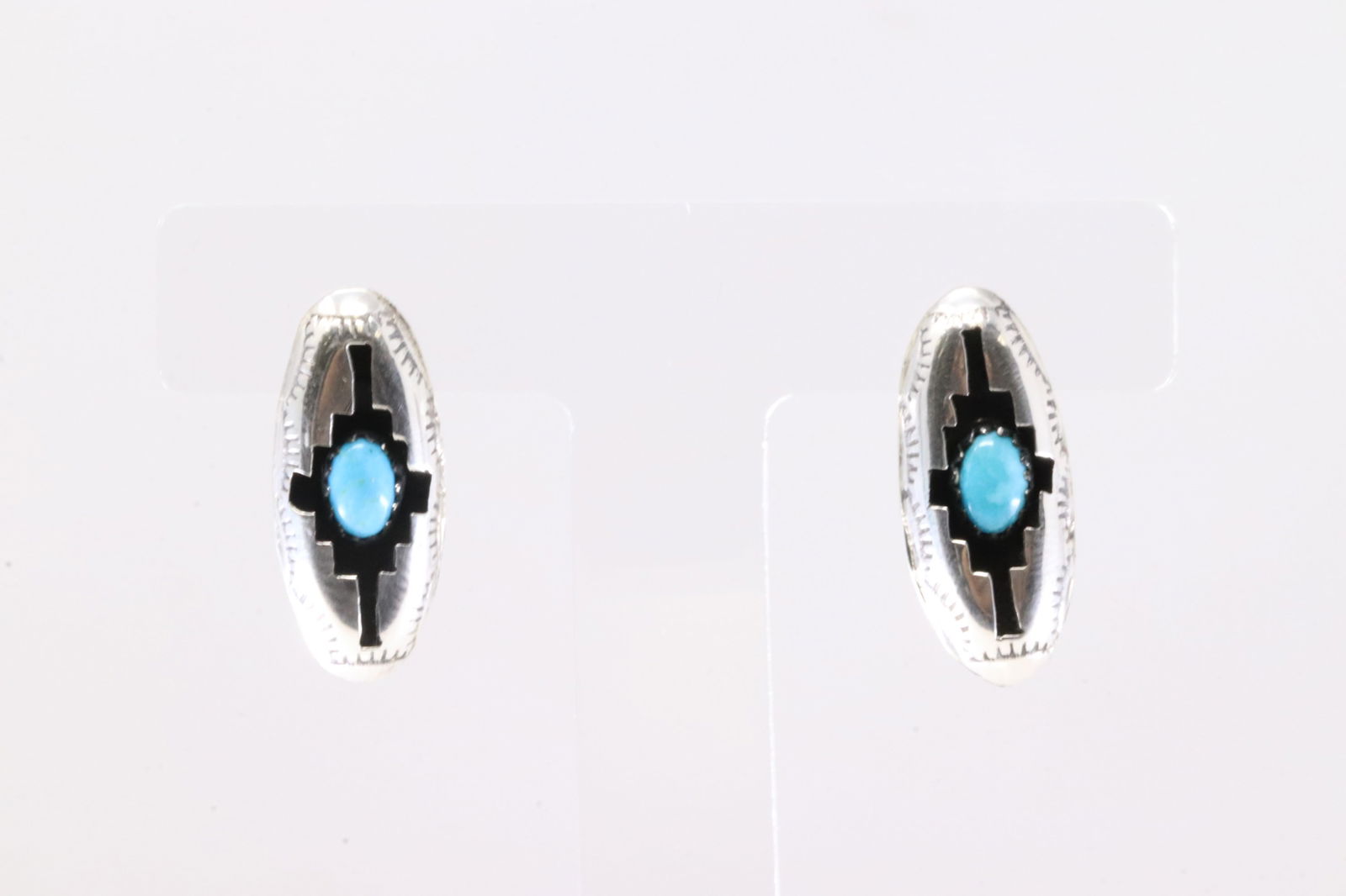Native America Navajo Sterling Silver Turquoise Post Earring's By Felix Perry. From C Company. (1 of 4)