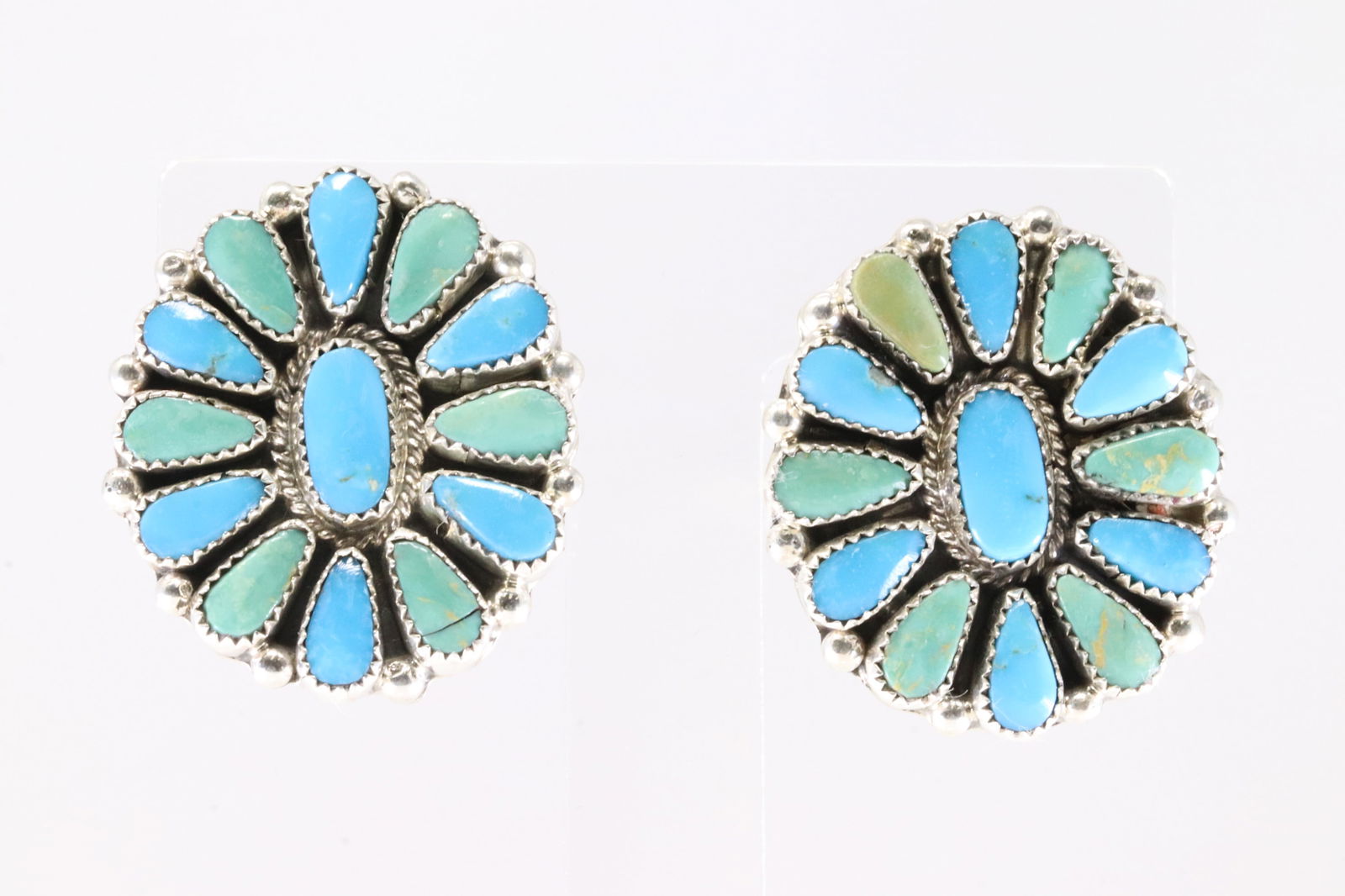 Native America Zuni Sterling Silver Turquoise Post Earring's By AJW. (1 of 4)
