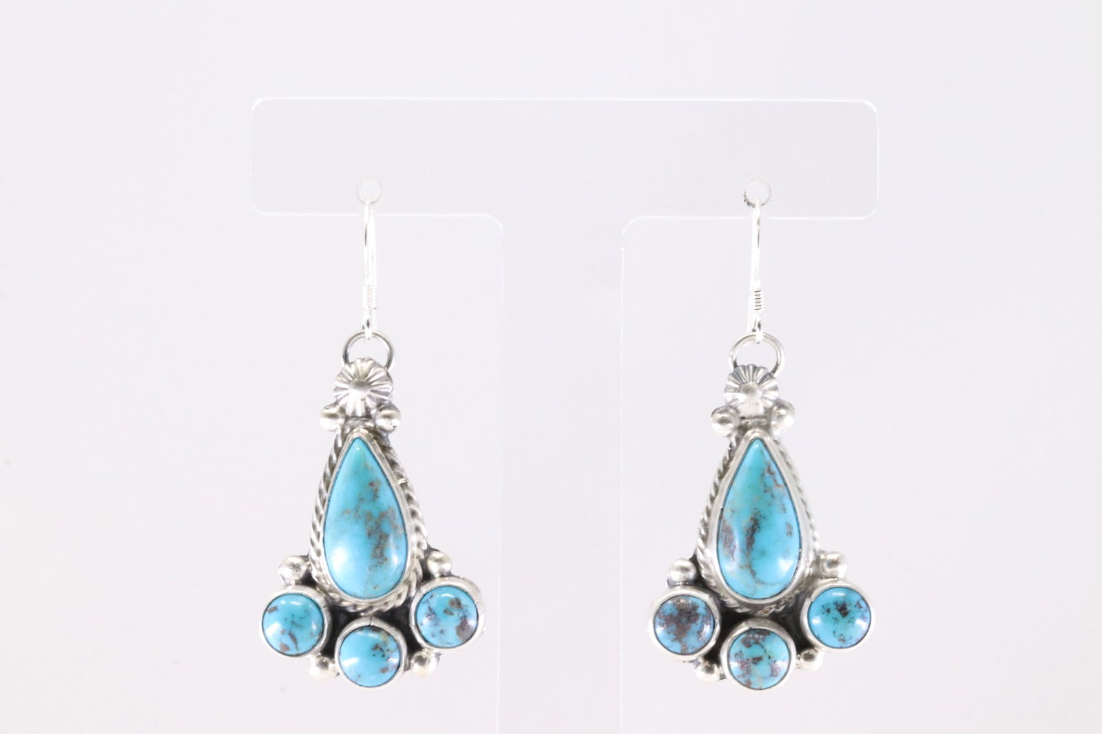 Native America Navajo Sterling Silver Turquoise Dangling Earring's By Darrell Morgan. (1 of 4)