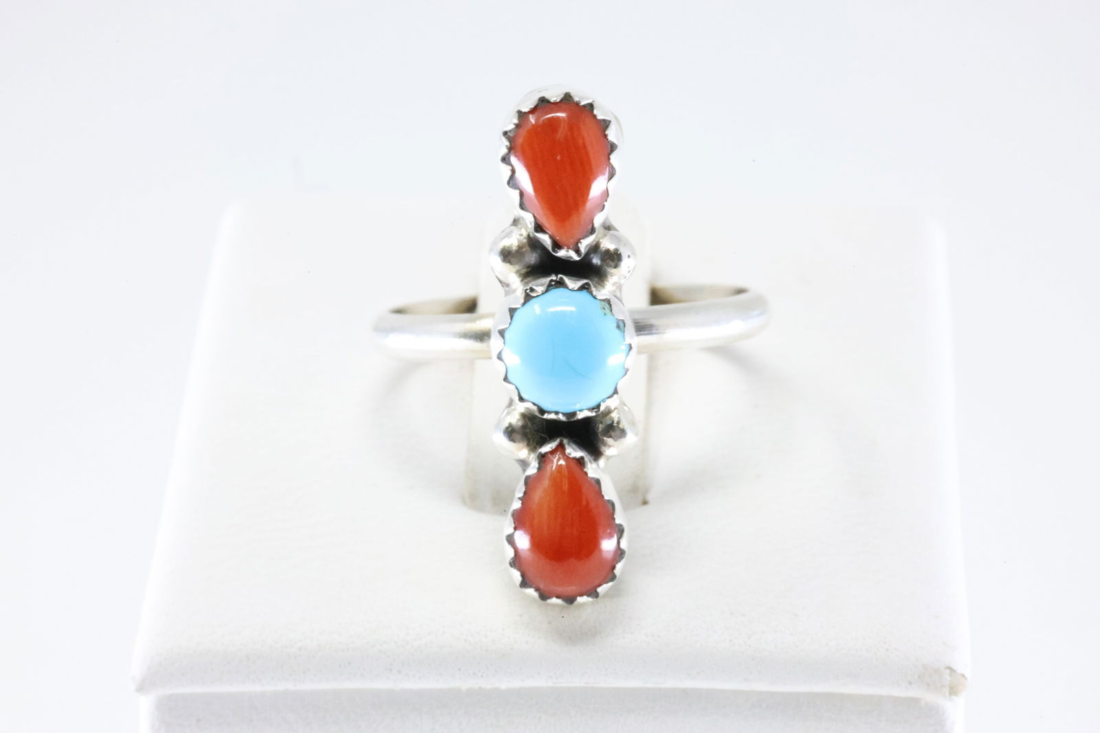 America Sterling Silver Coral & Turquoise Ring. (1 of 3)