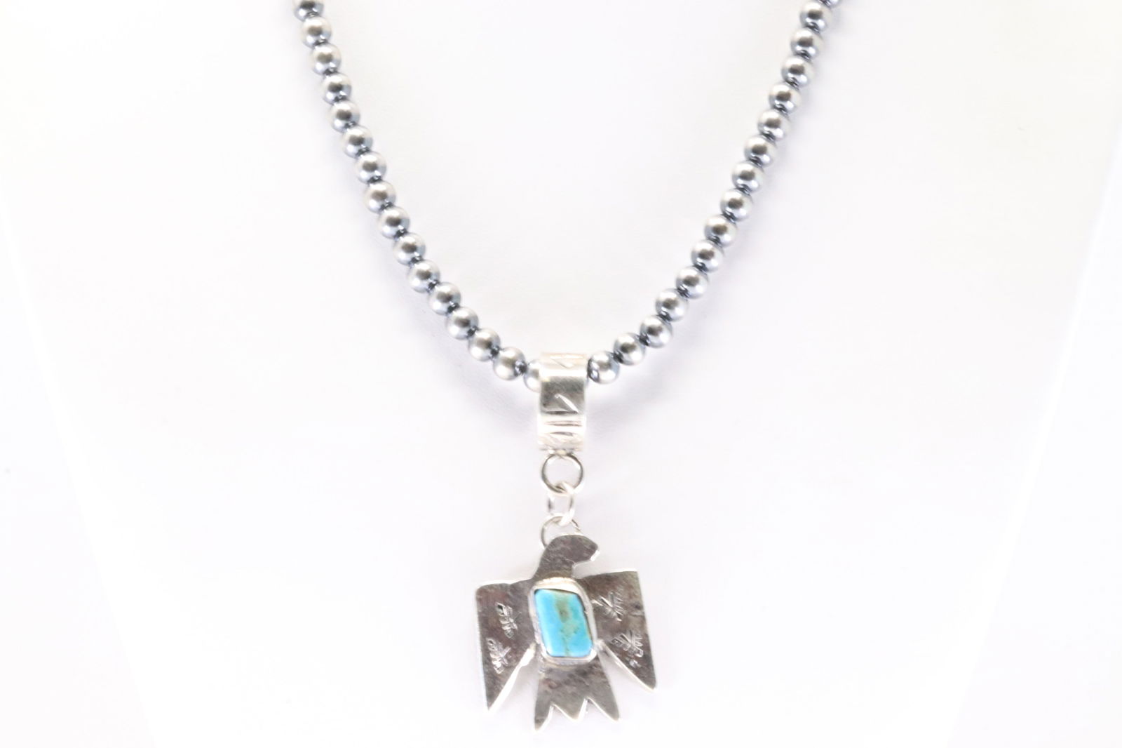 Native America Navajo Sterling Silver Kingman Turquoise Thunderbird Pendant By Jude Candelaria. With (1 of 4)