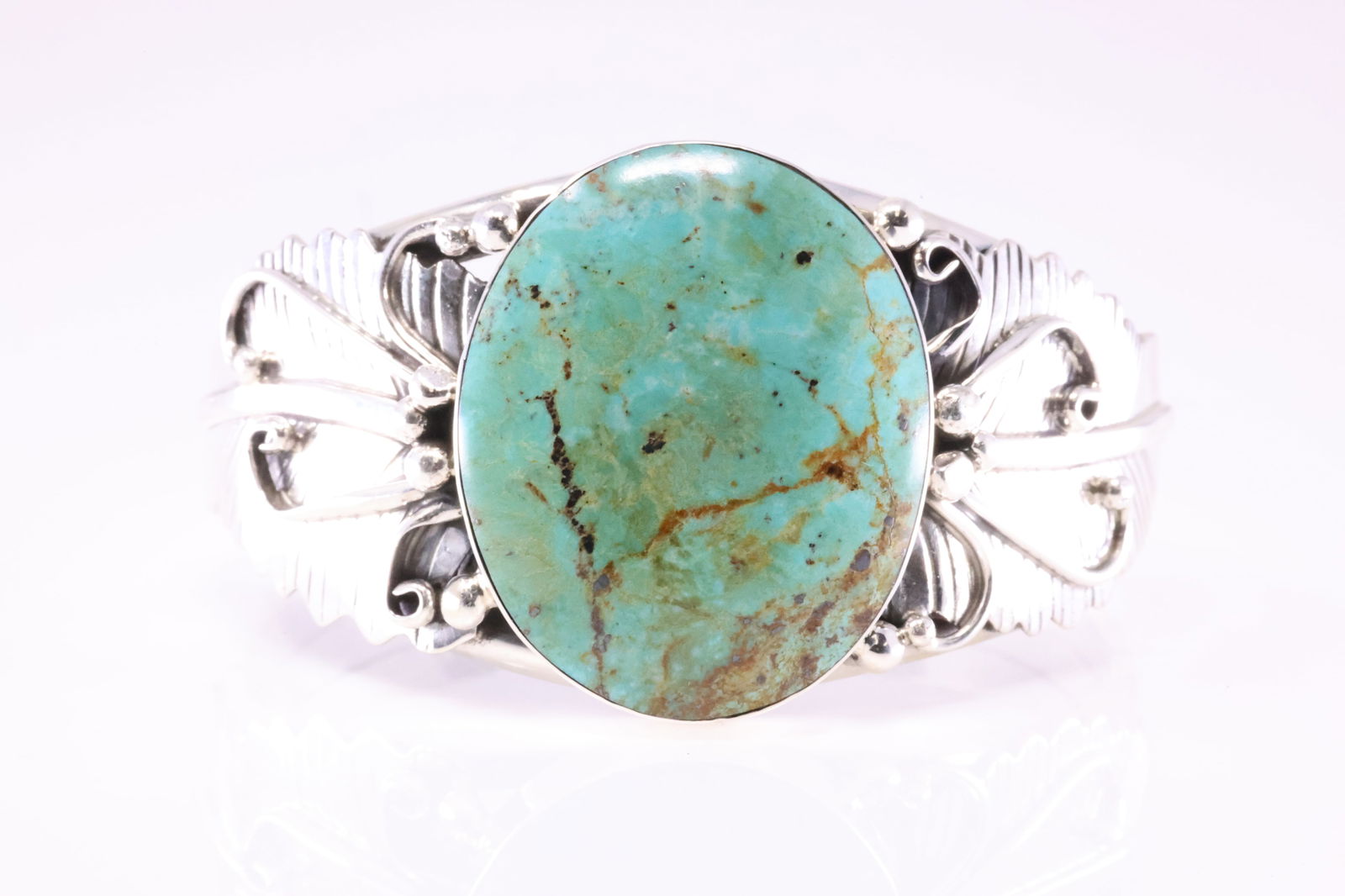 America Sterling Silver Kingman Turquoise Bracelet Cuff. (1 of 4)