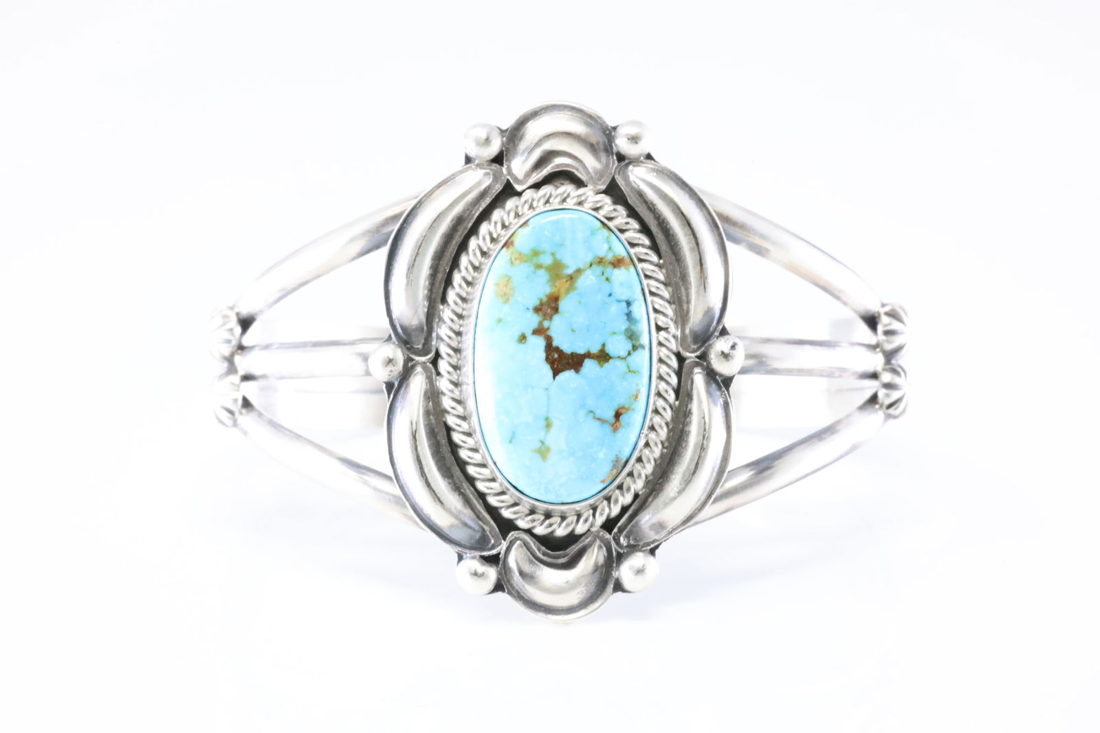 Native America Navajo Sterling Silver Turquoise Bracelet Cuff By R.D. (1 of 4)