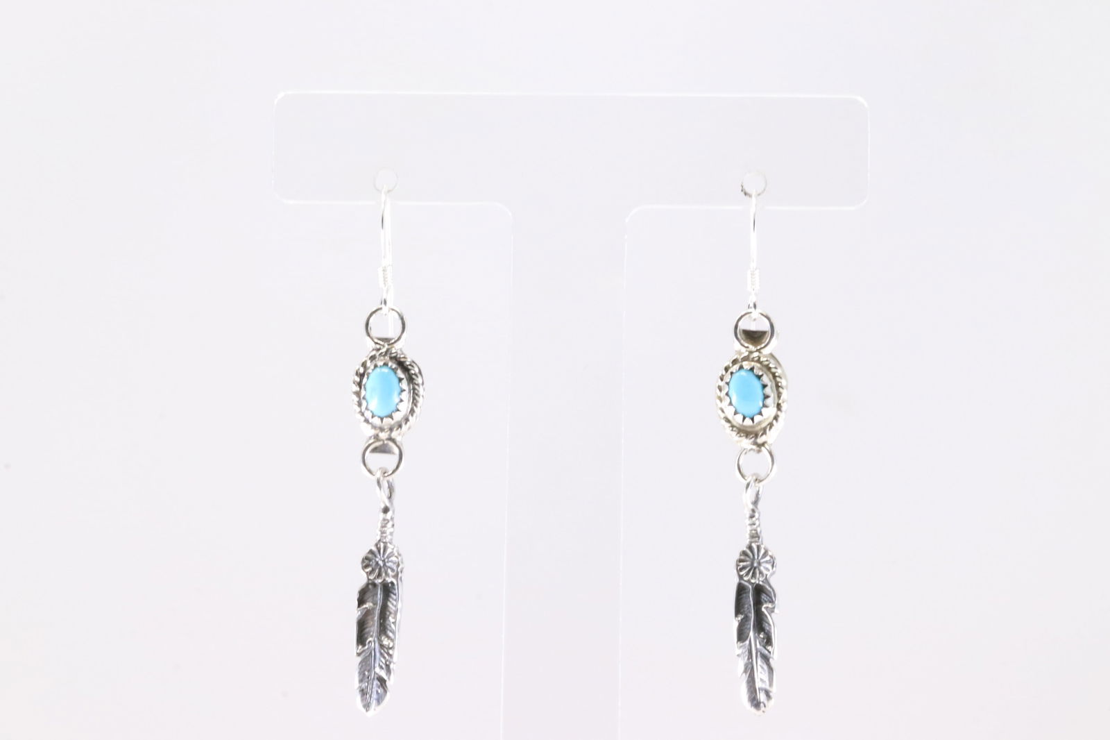 America Sterling Silver Turquoise Dangling Earring's. (1 of 4)