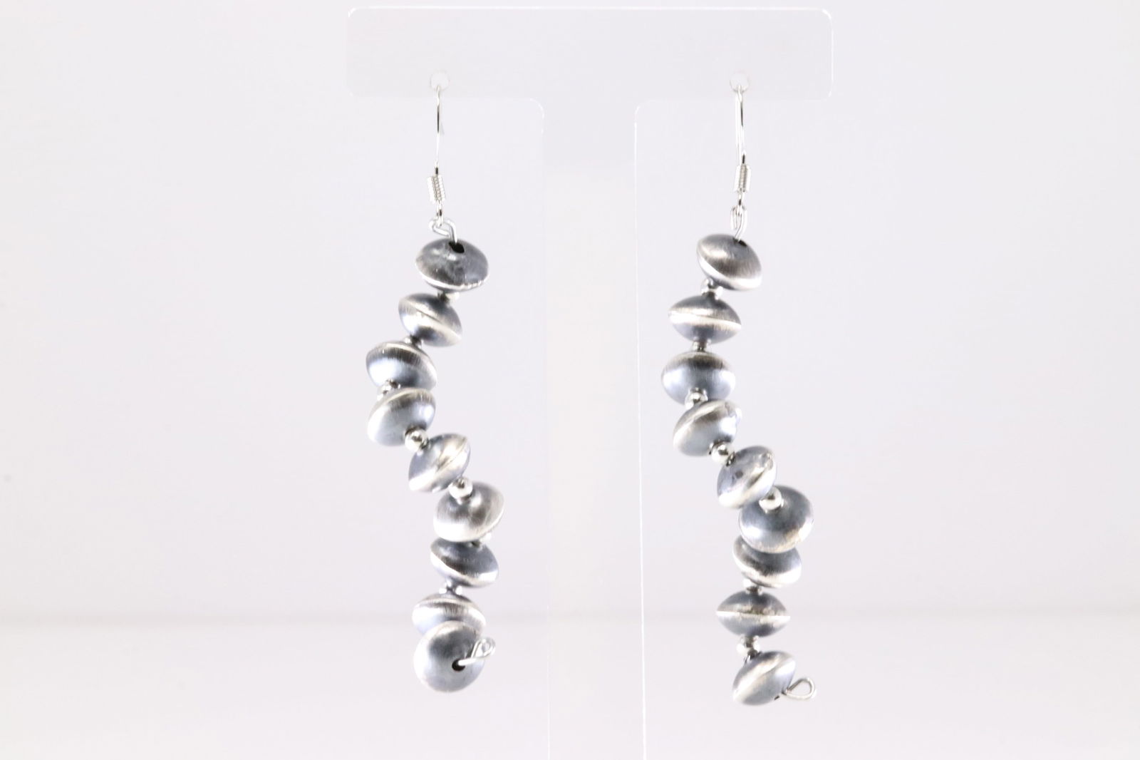 Native America Navajo Sterling Silver Pearl Beaded Dangling Earring's By Tylena Nez. (1 of 4)
