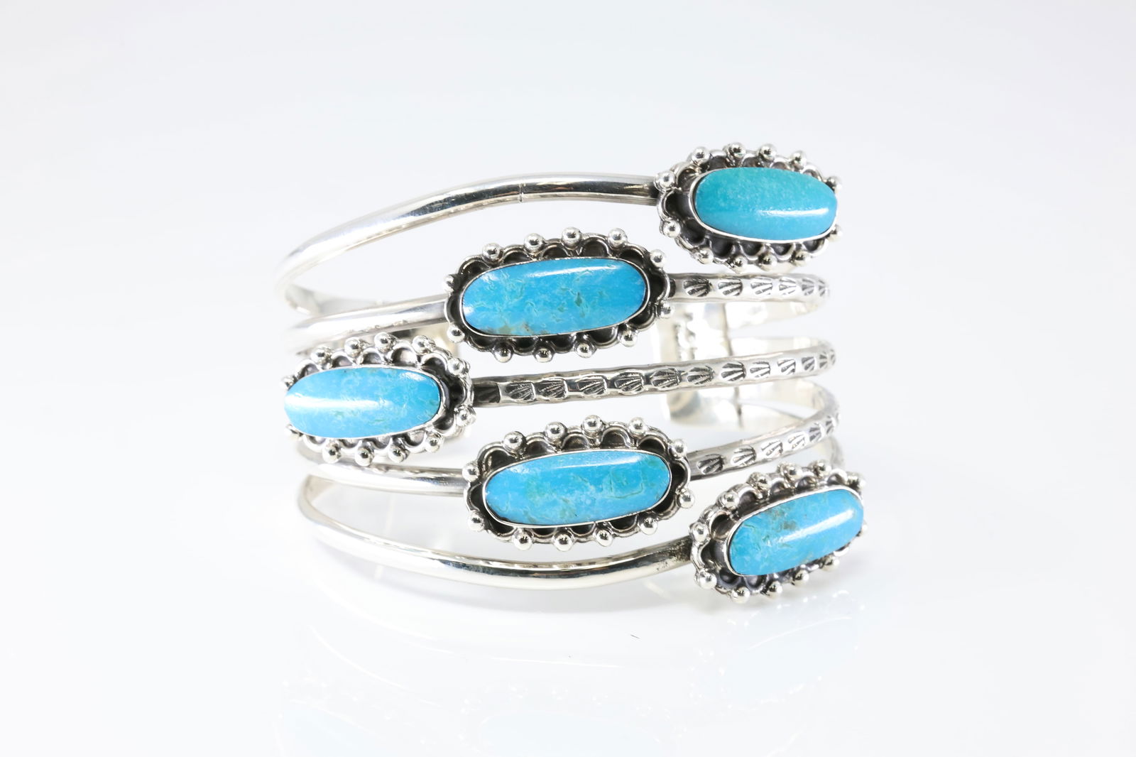 Native America Navajo Sterling Silver Turquoise Bracelet Cuff By P.A Smith. (1 of 4)