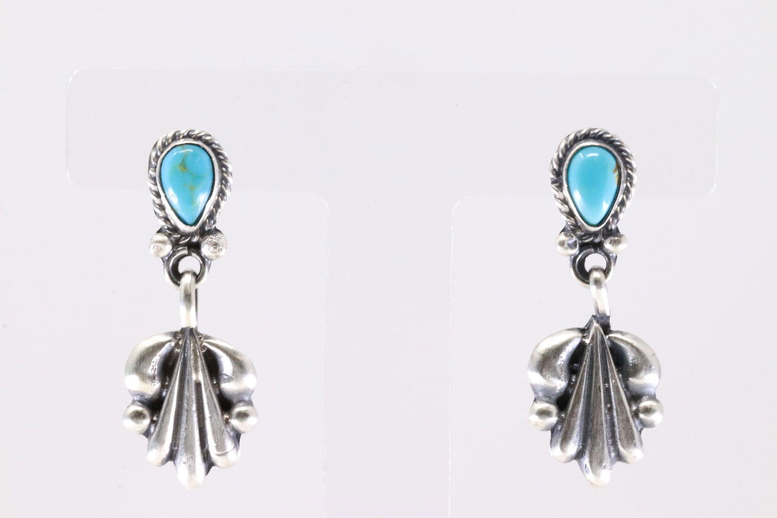 Native America Navajo Sterling Silver Turquoise Post / Dangling Earring's By Harris Largo. (1 of 4)