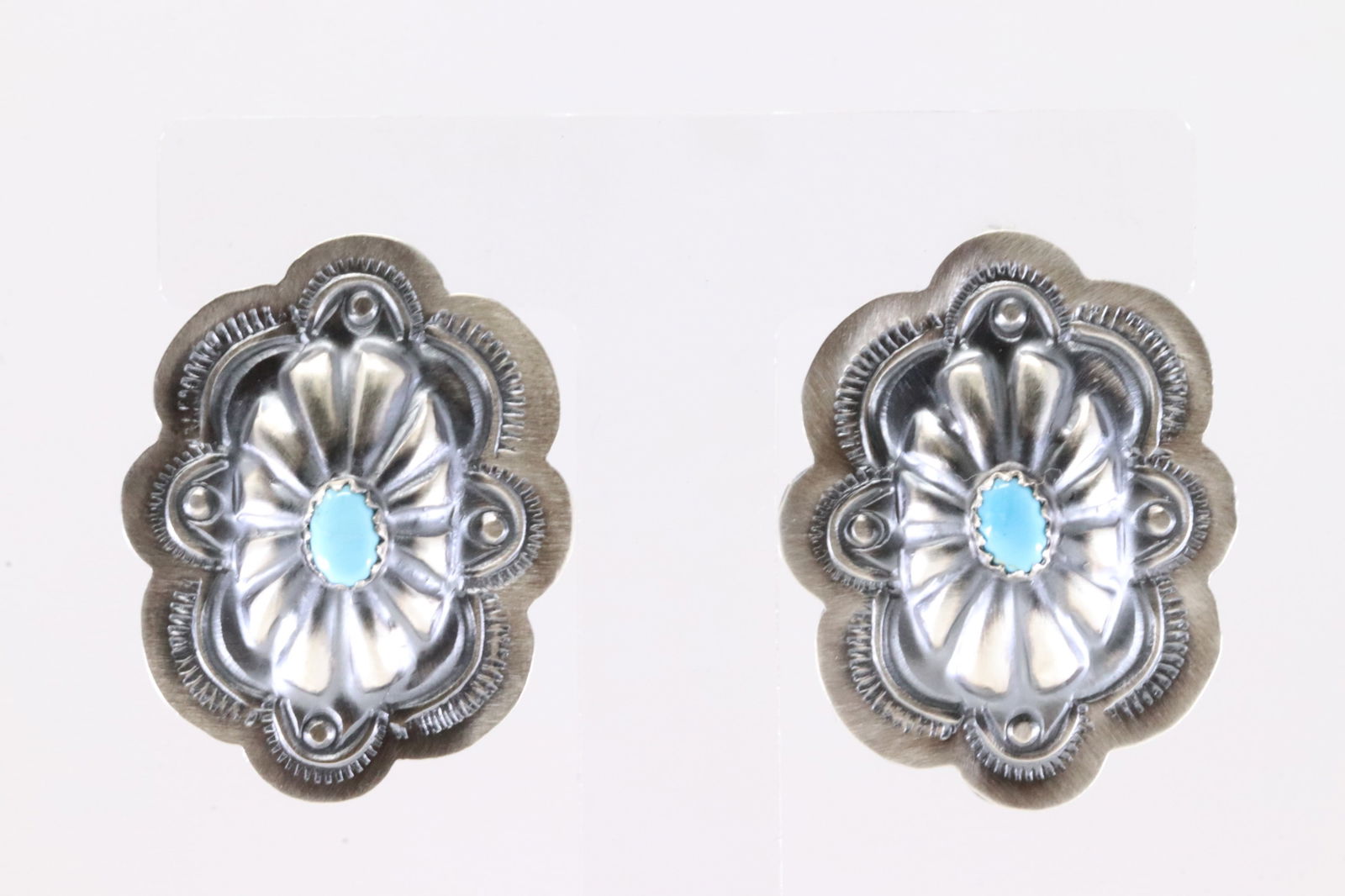 American Sterling Silver Turquoise Conch Post Earring's.: This is a American Sterling Silver Turquoise Conch Post Earring's.