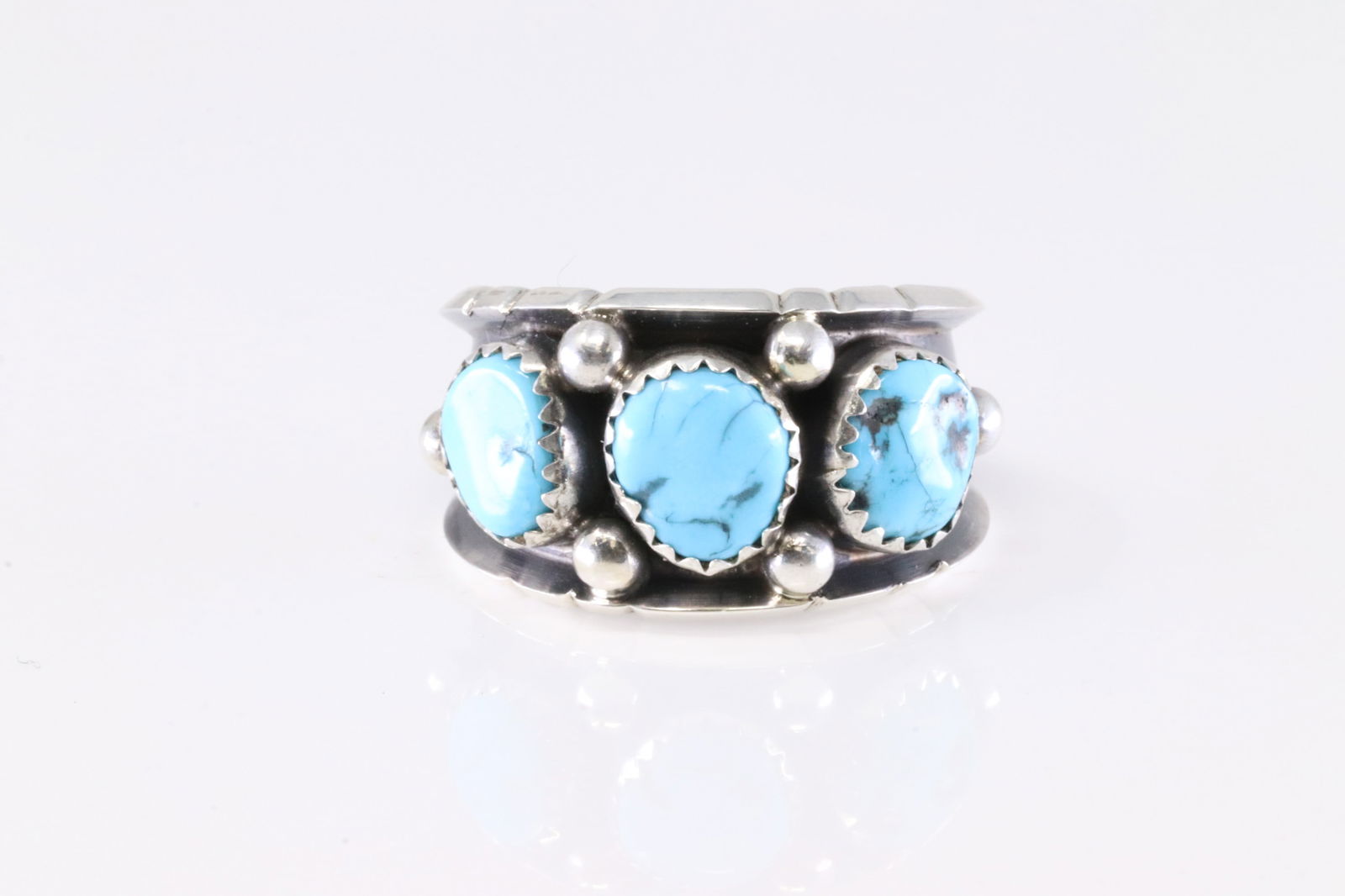 Native America Navajo Sterling Silver Turquoise Ring By R.C. (1 of 4)