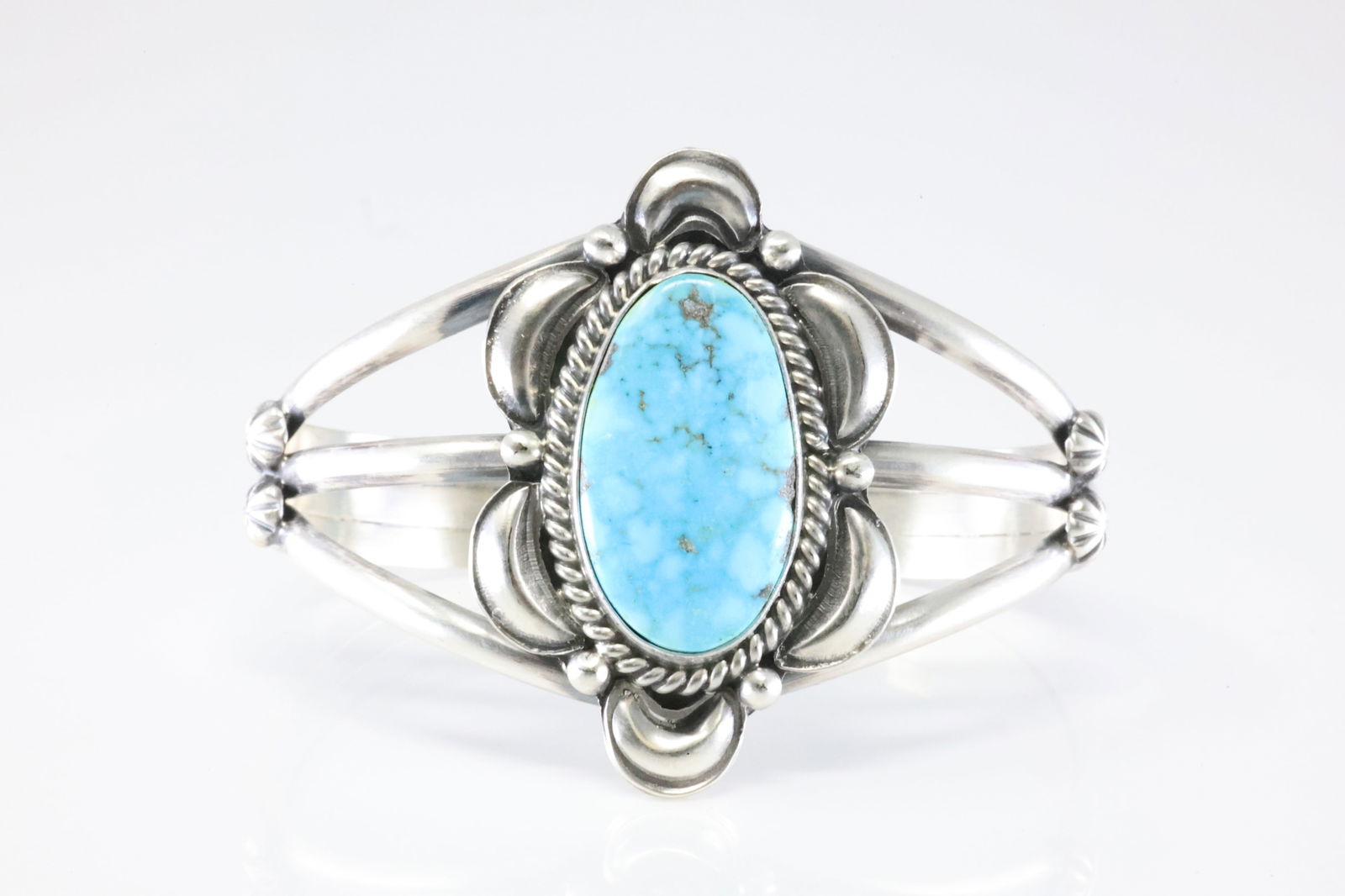 Native America Navajo Sterling Silver Kingman Turquoise Bracelet Cuff By R.D. (1 of 4)