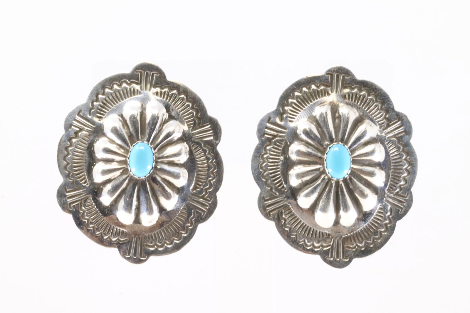 America Sterling Silver Turquoise Conch Post Earring's. (1 of 4)