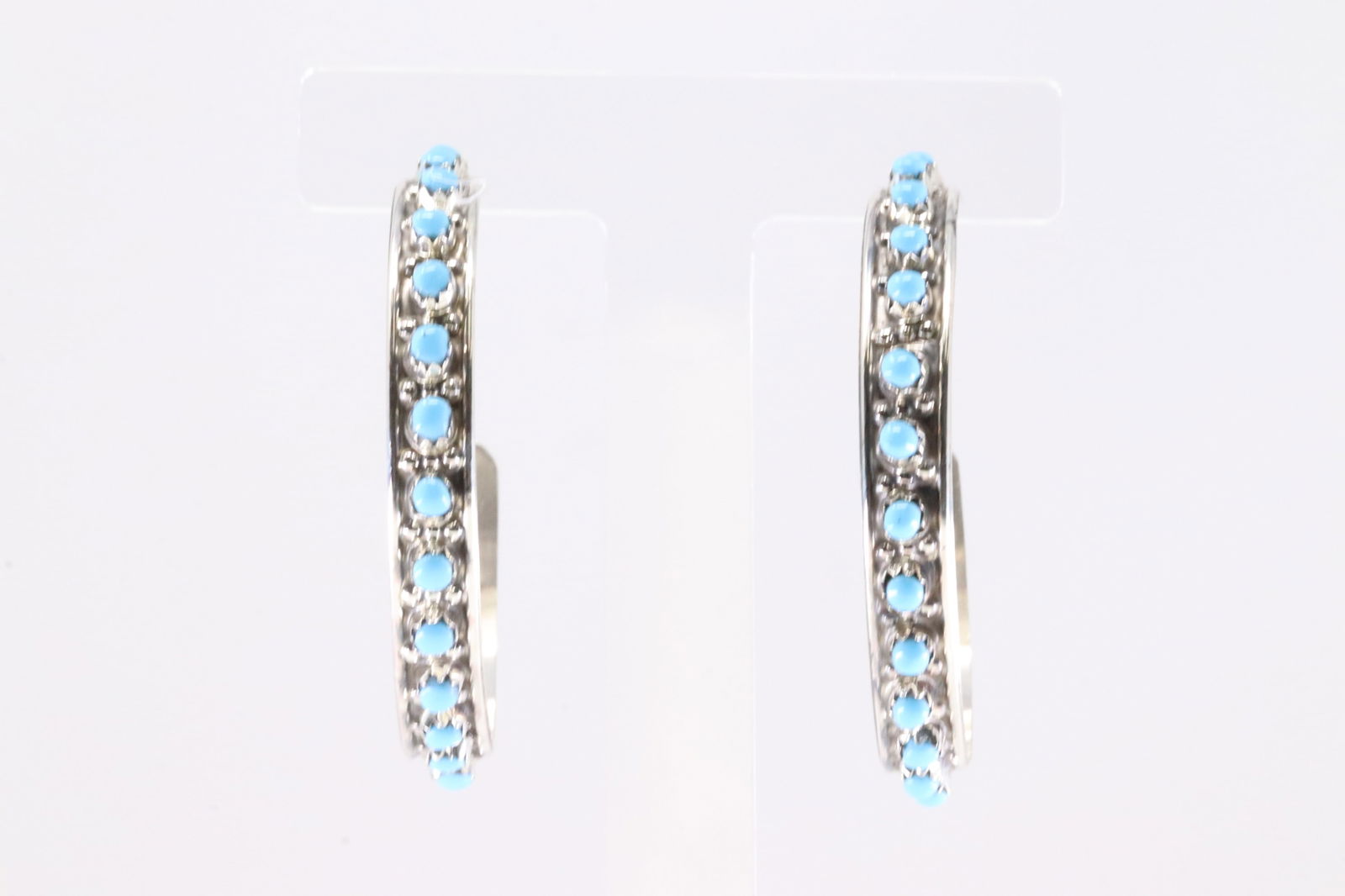 America Sterling Silver Turquoise Hoop Earring's. (1 of 4)