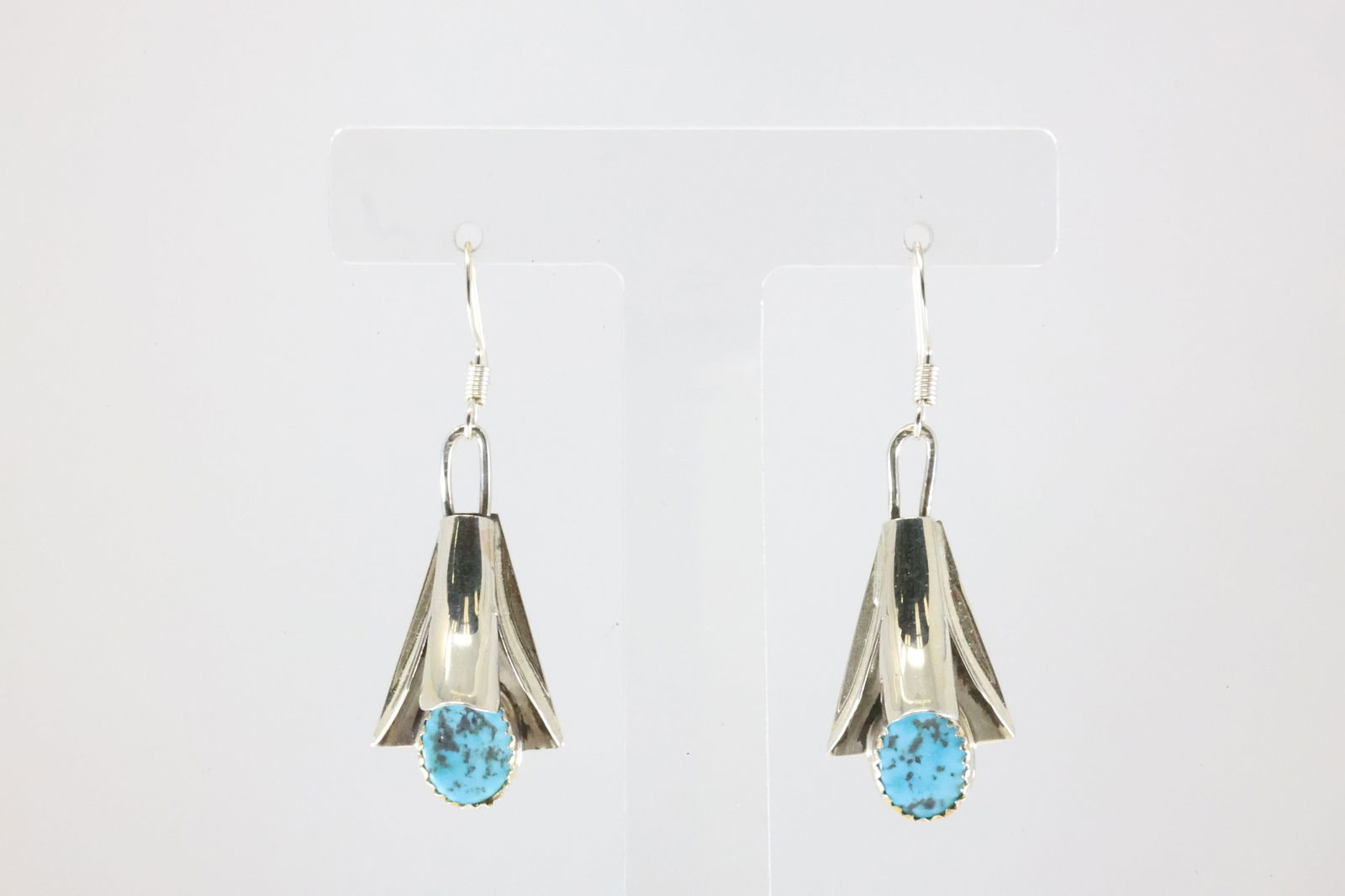 Native America Navajo Sterling Silver Turquoise Dangling Earring's By Louise Yazzie. From C Company. (1 of 4)