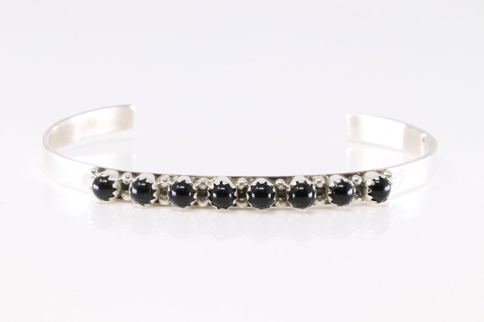 Native American Navajo Sterling Silver Black Onyx Bracelet Cuff By G.P. S.R.Y.: This is a Native American Navajo Sterling Silver Black Onyx Bracelet Cuff By G.P. S.R.Y.