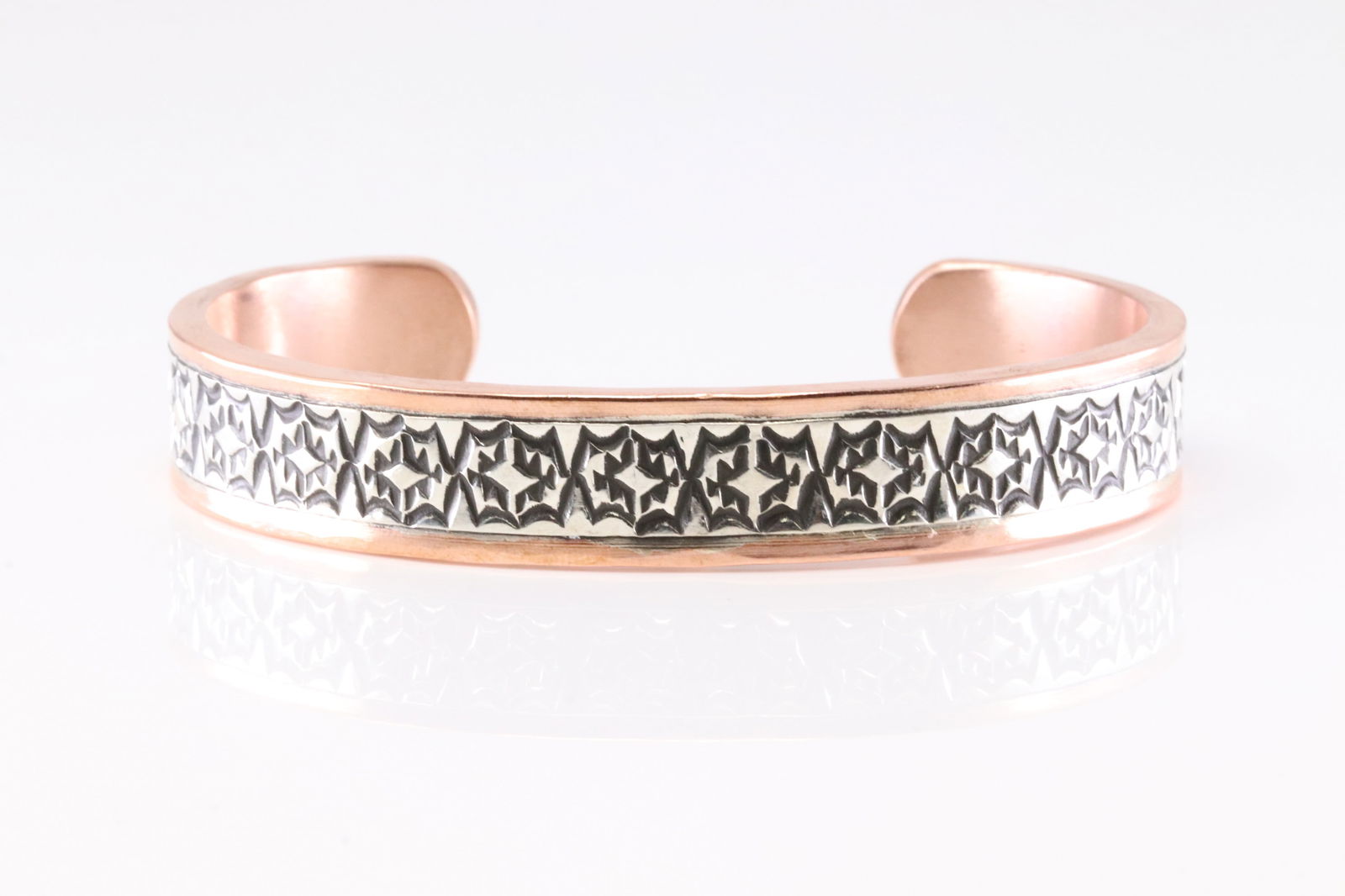 Native American Navajo Sterling Silver Copper Bracelet Cuff By J.G.: This is a Native American Navajo Sterling Silver Copper Bracelet Cuff By J.G.
